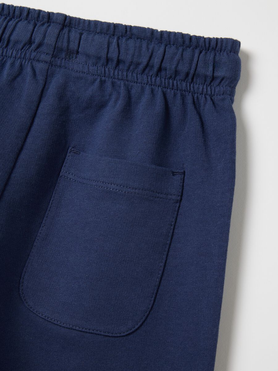 Blue shorts in pure cotton with elasticated waist_2