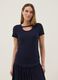T-shirt blu premaman in cotone e modal elasticizzato_1