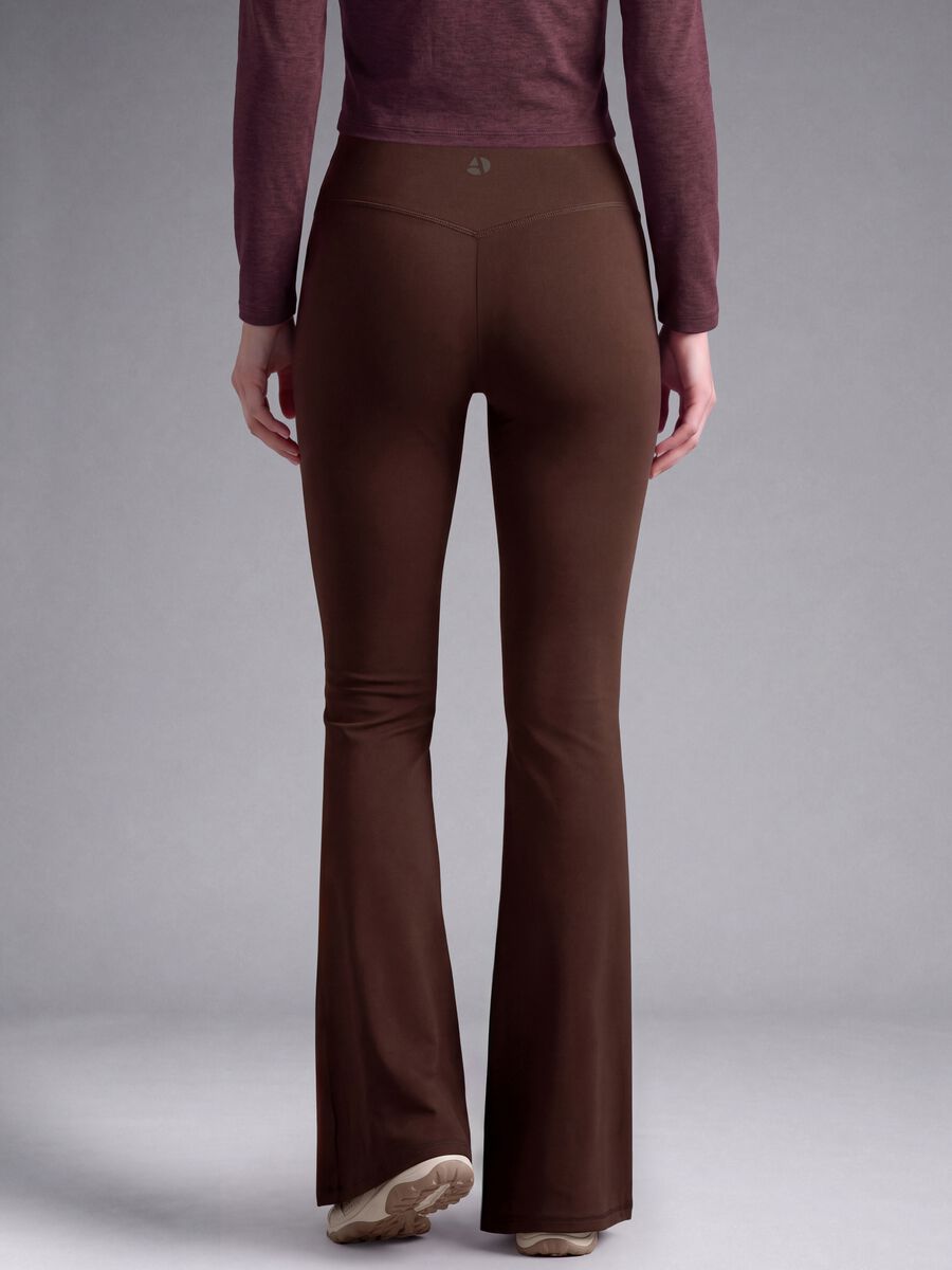 Brown flared leggings in breathable stretch fabric ALTAVIA STUDIO_4