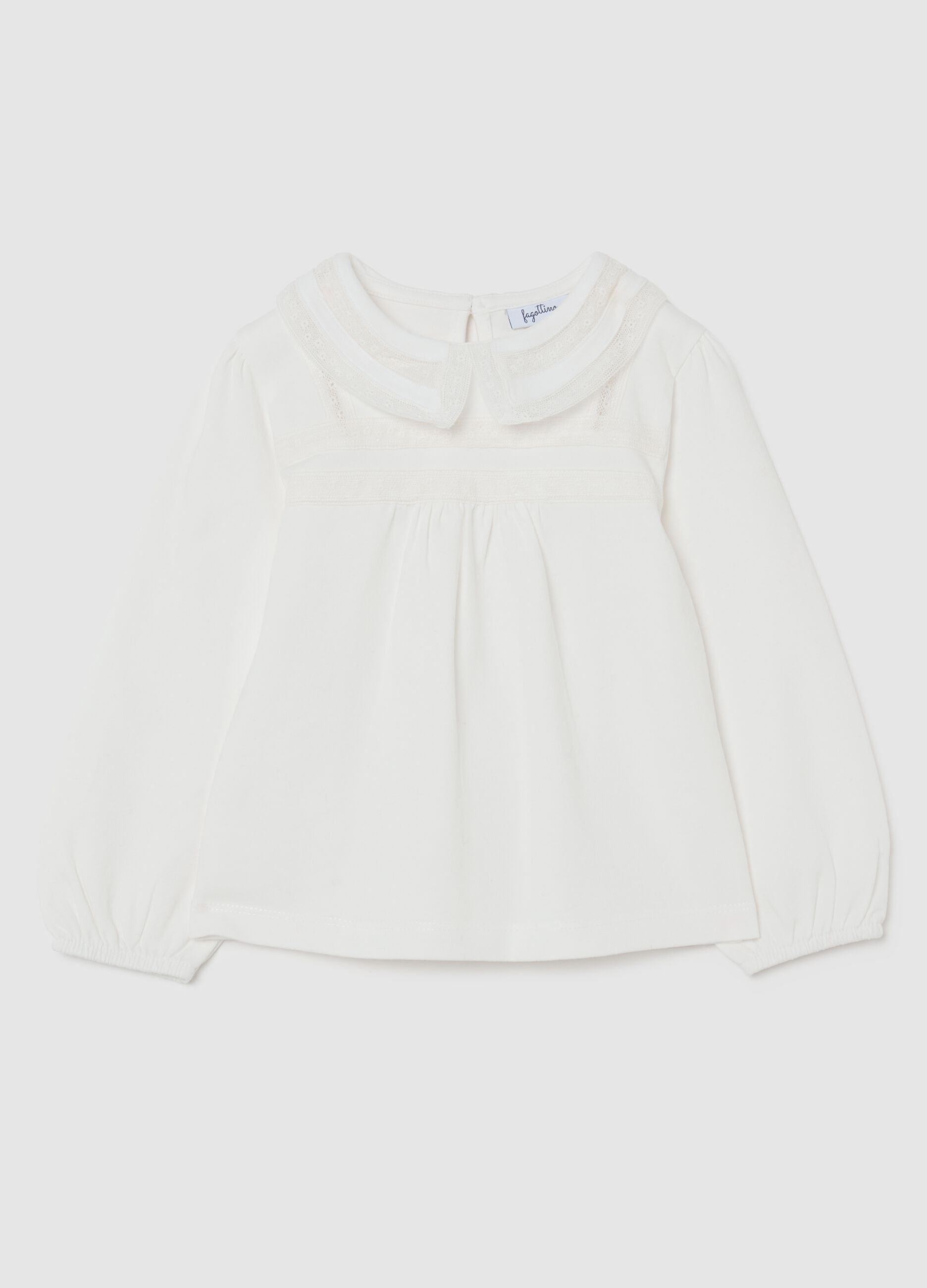 Girls' white cotton stretch regular fit t-shirt