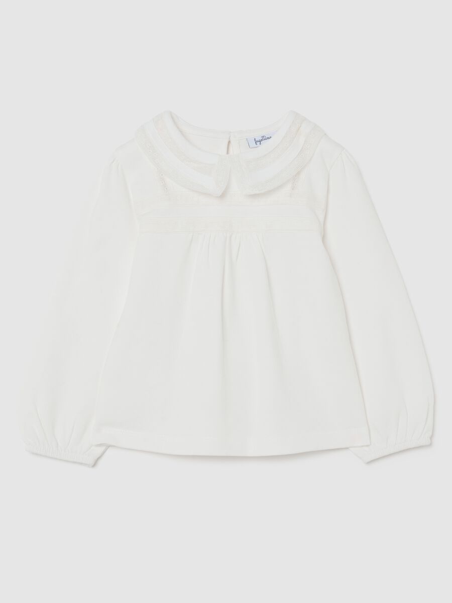 Girls' white cotton stretch regular fit t-shirt_0