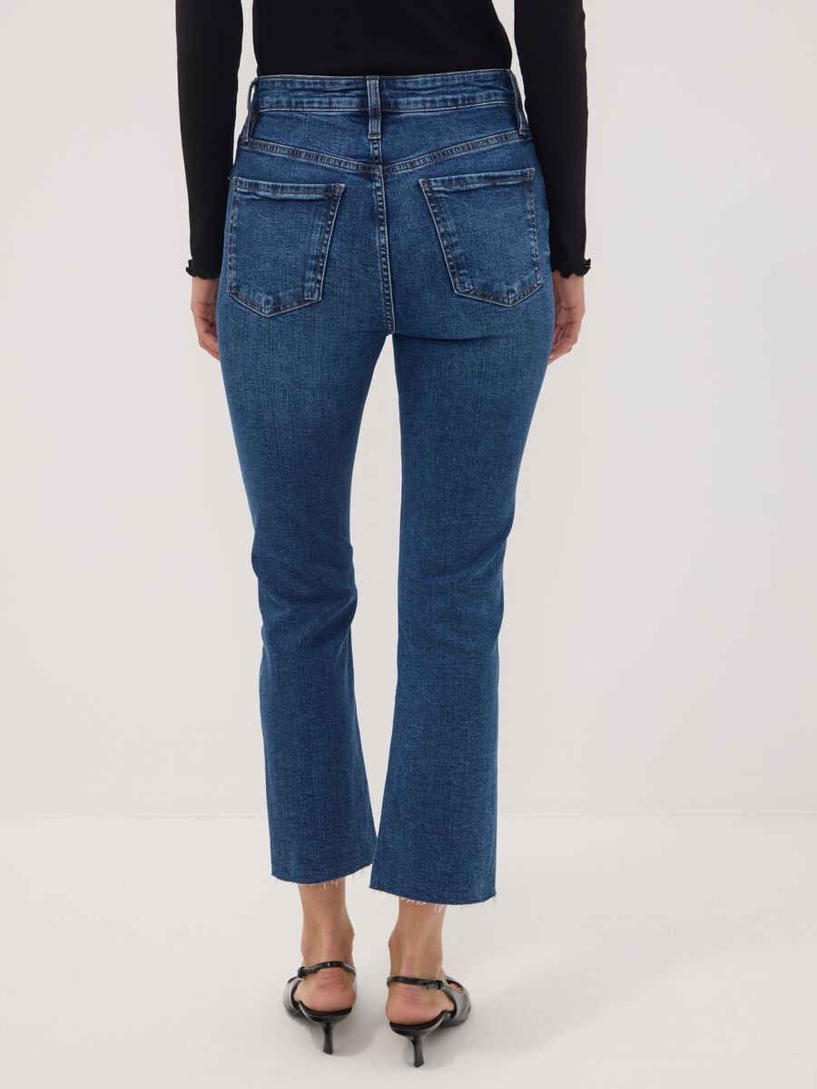 Jeans denim blu in cotone elasticizzato flare fit_2