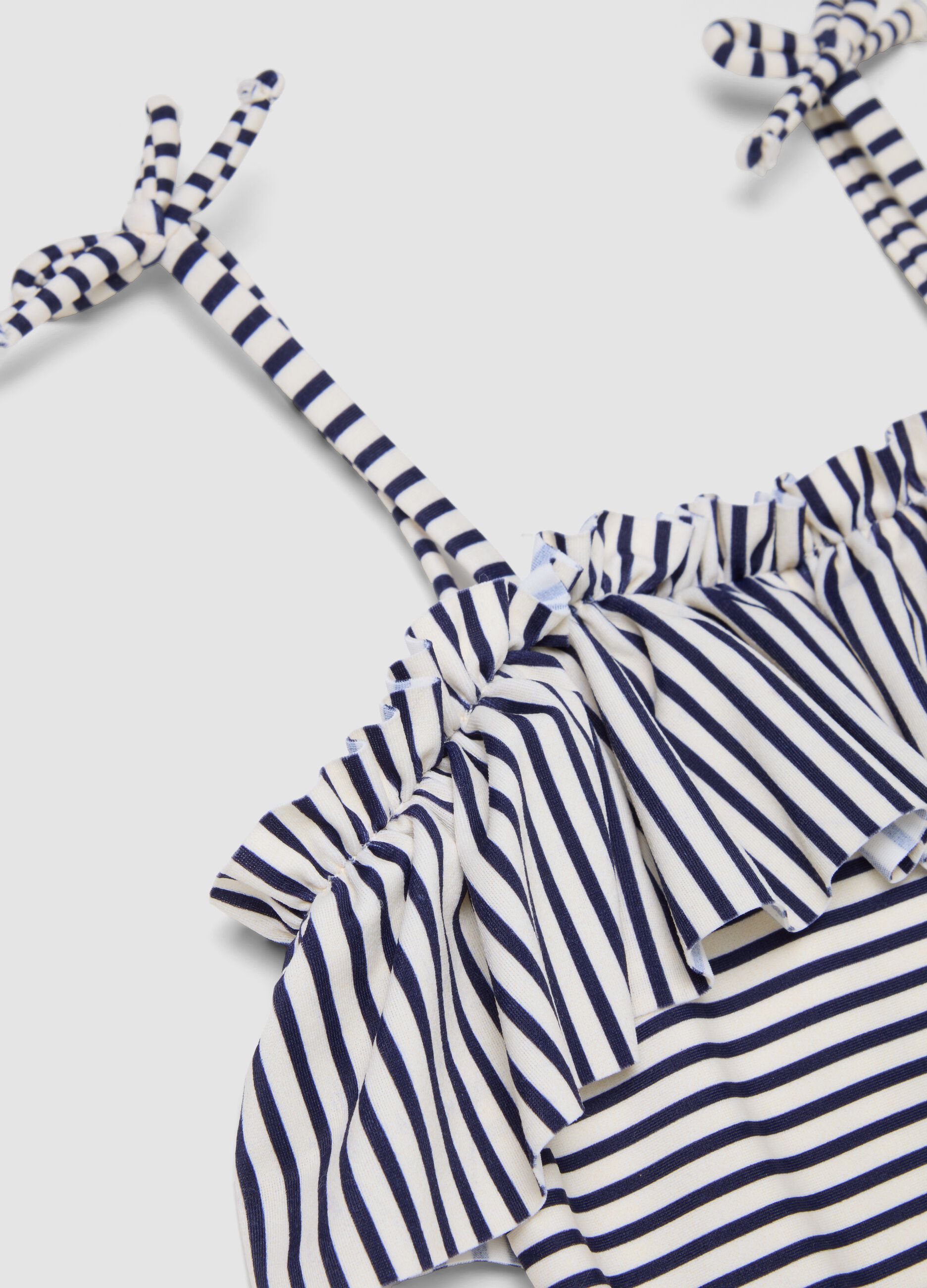Blue striped stretch fabric swimsuit