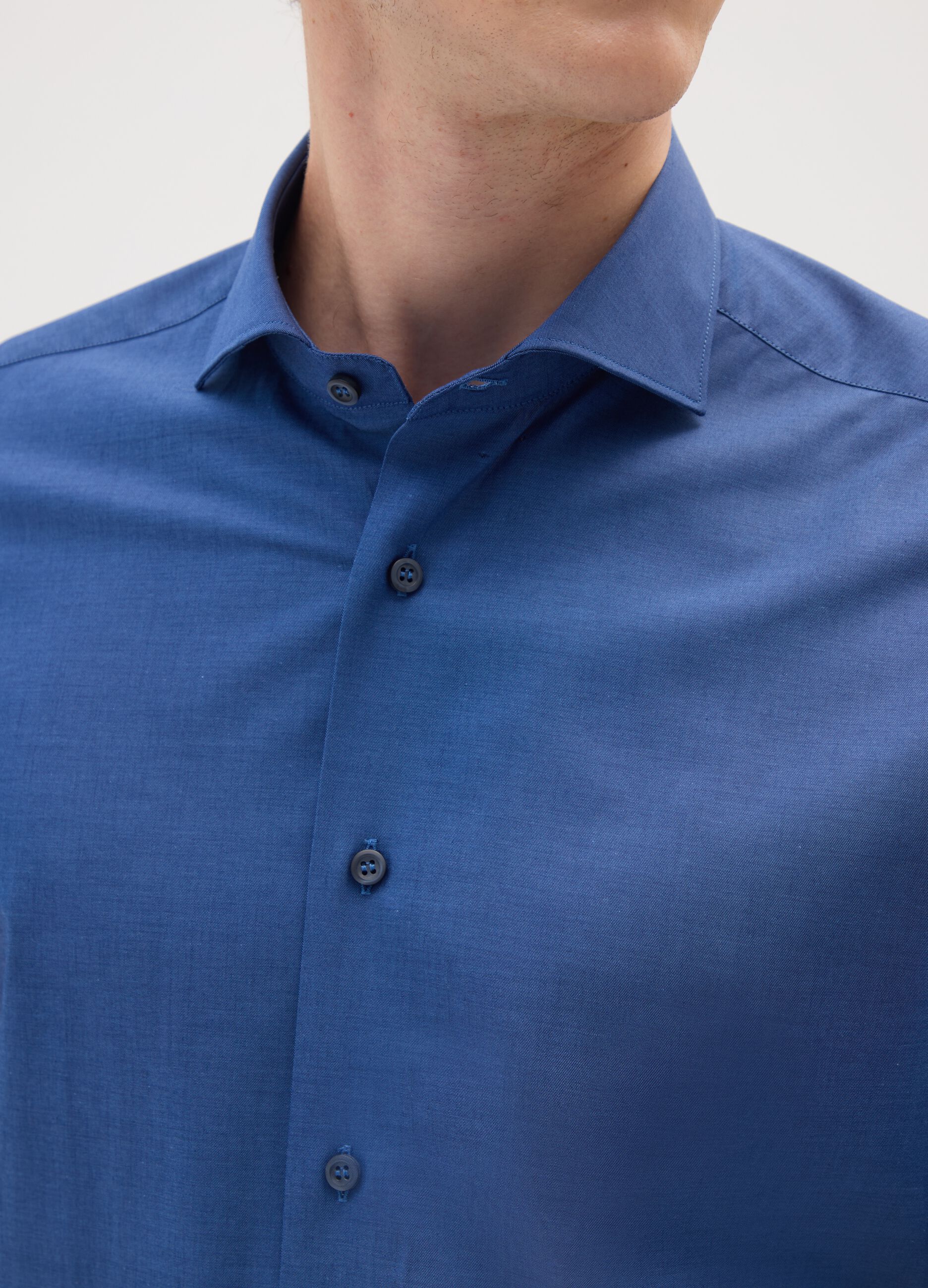 Slim Blue Cotton Shirt