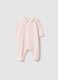 Baby pink pure cotton sleep suit with long sleeves and embroidery_0
