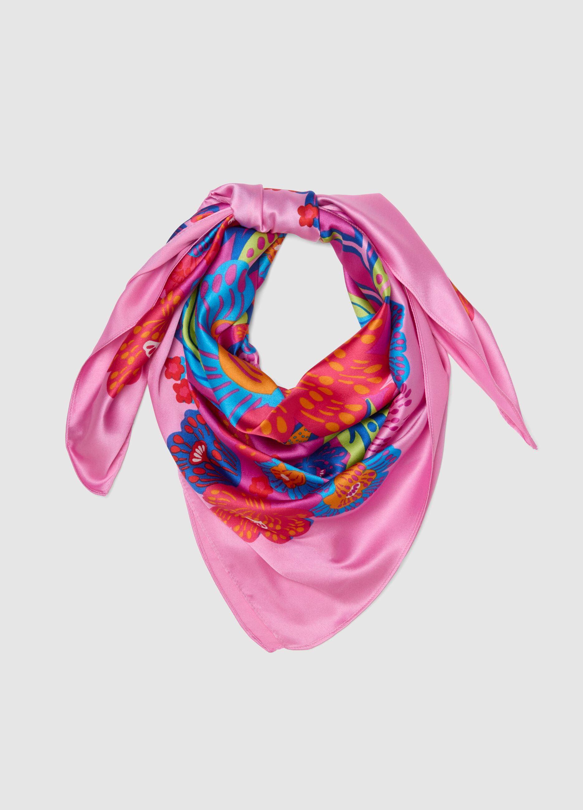 Lightweight Multicolour Scarf with Floral Print