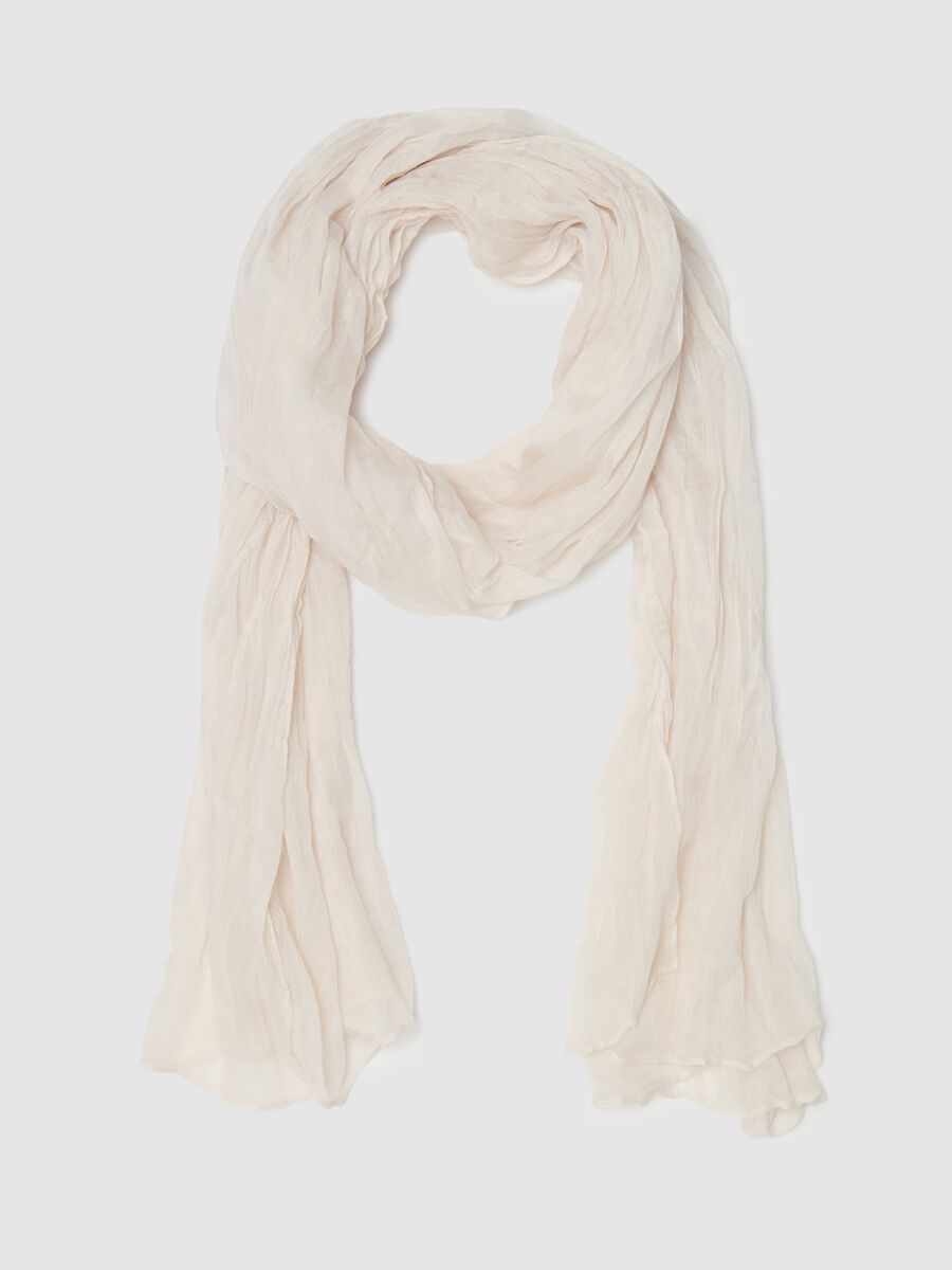 Solid colour crinkle-effect scarf_0