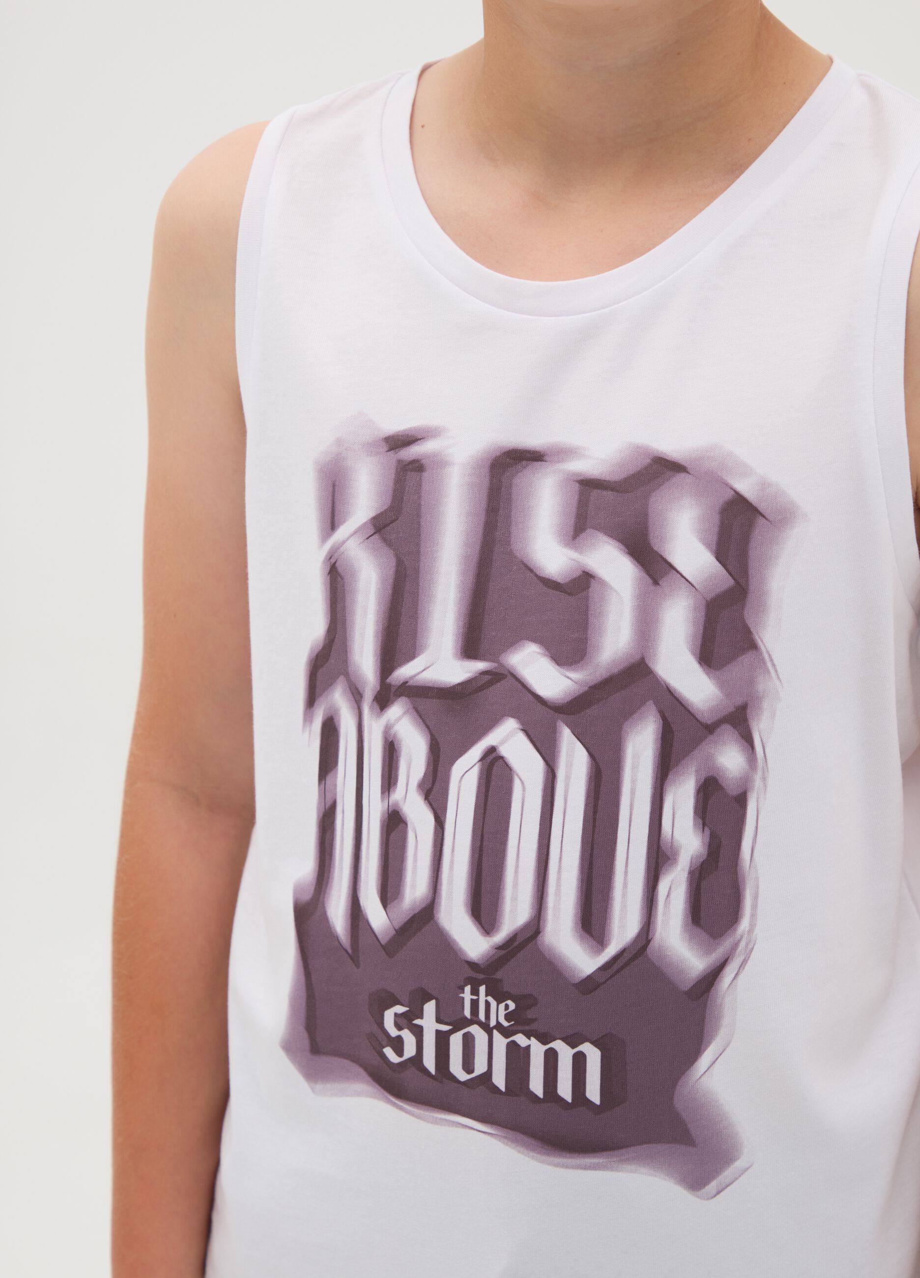 White Vest with Rise Above Prints
