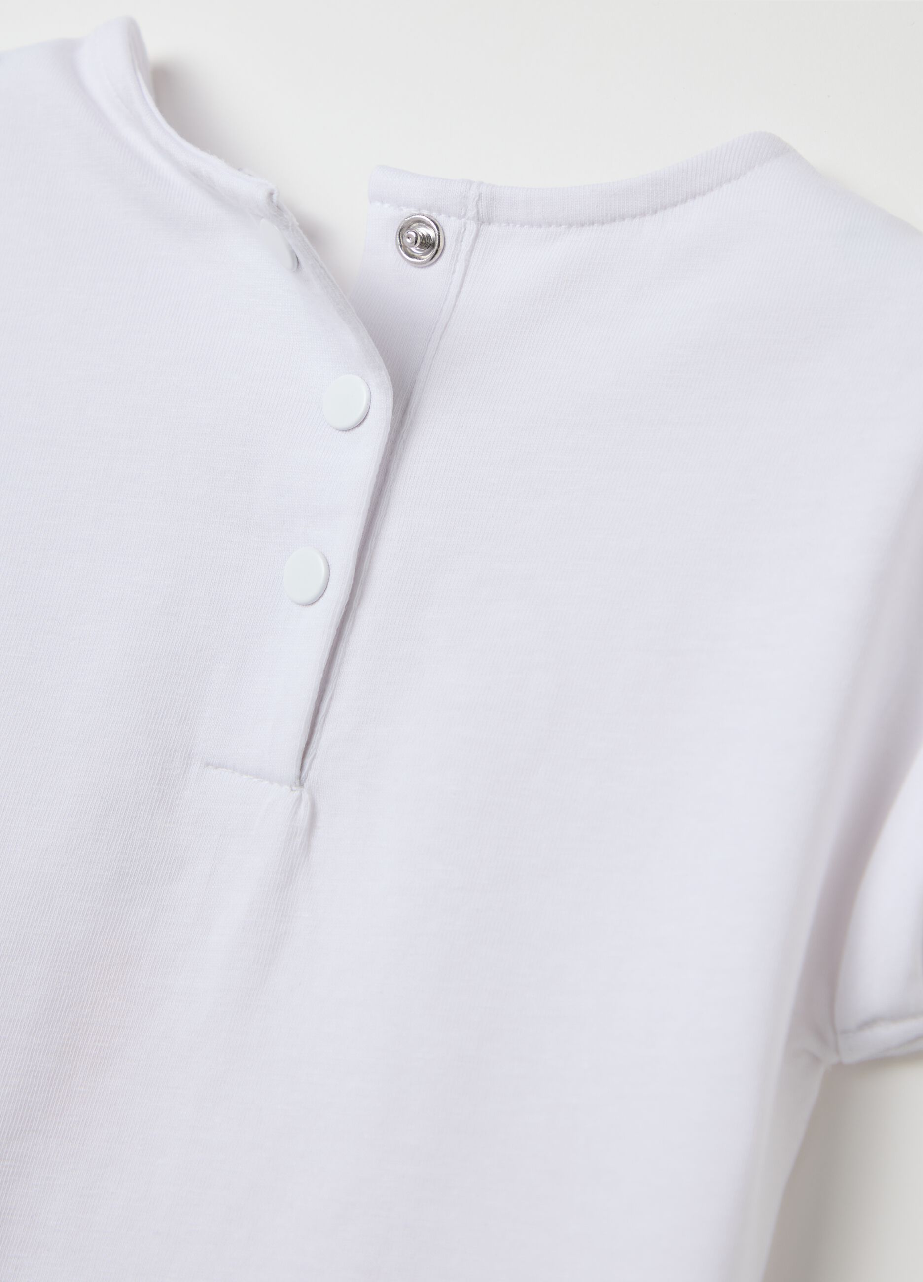 White T-shirt with print and diamanté application