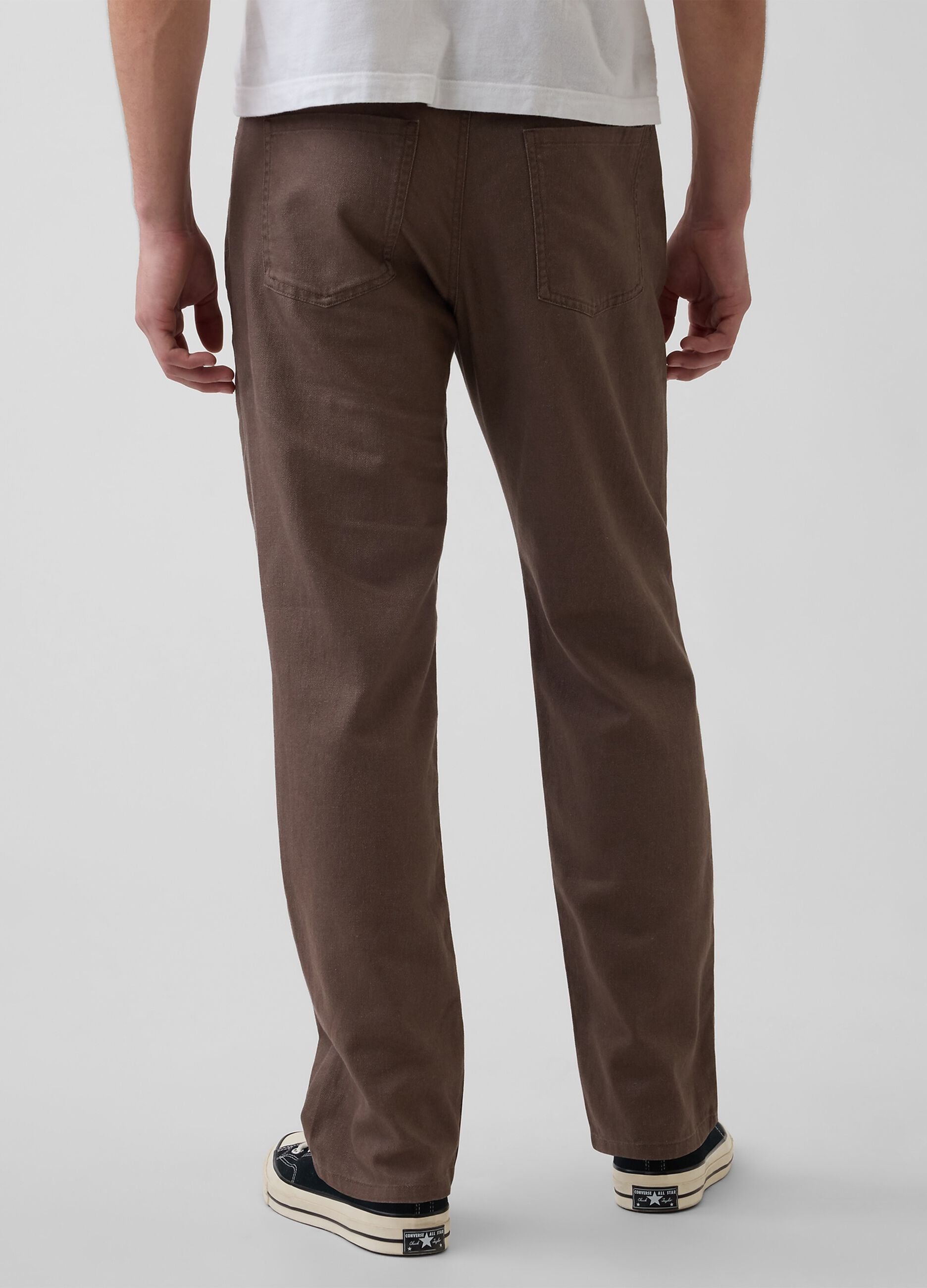 Pantaloni slim fit in misto lino e cotone