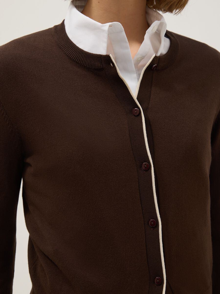 Cardigan in misto viscosa marrone regular fit_3