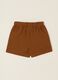 Brown cotton and linen blend shorts with elasticated waist, regular fit_2