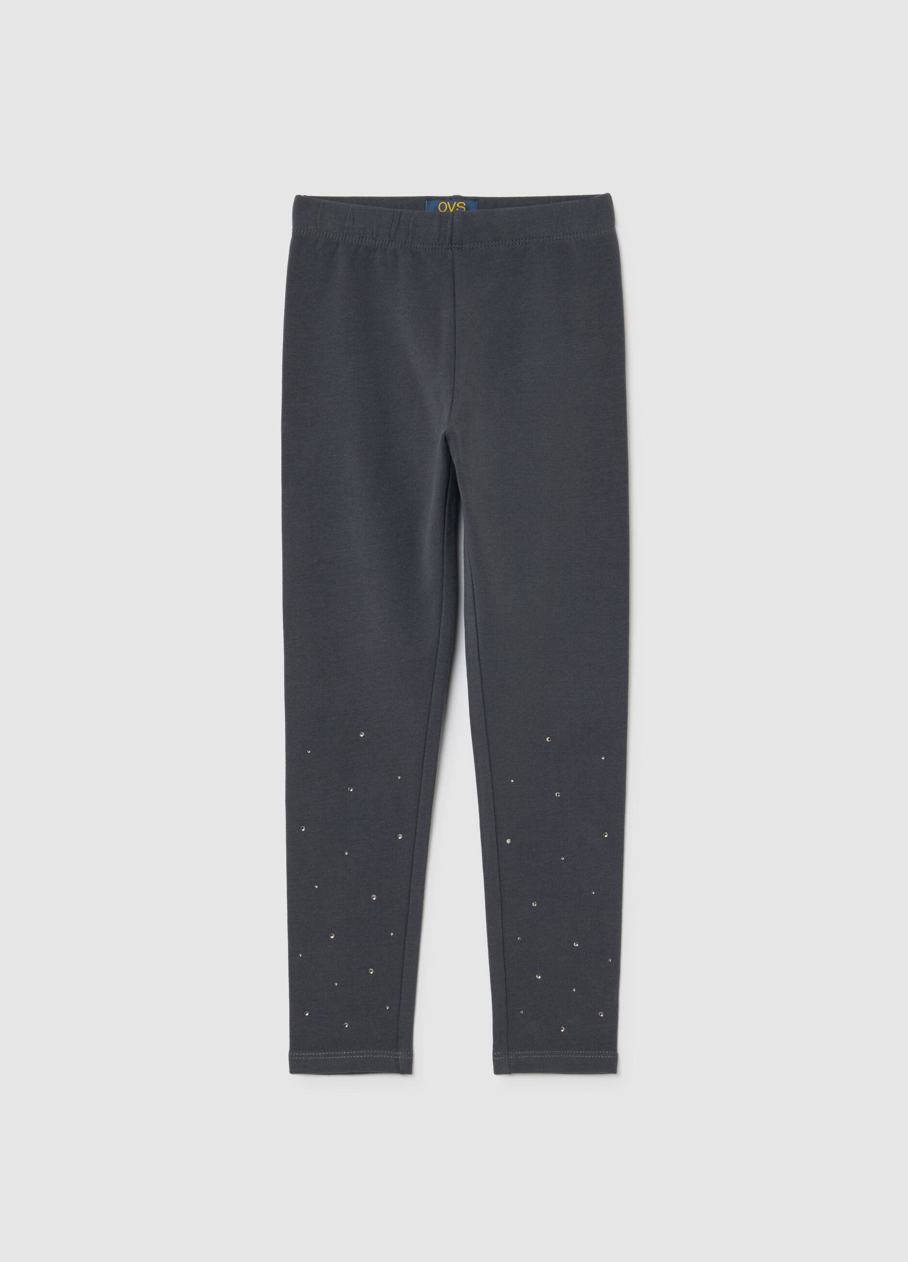 Girls' grey cotton skinny fit leggings