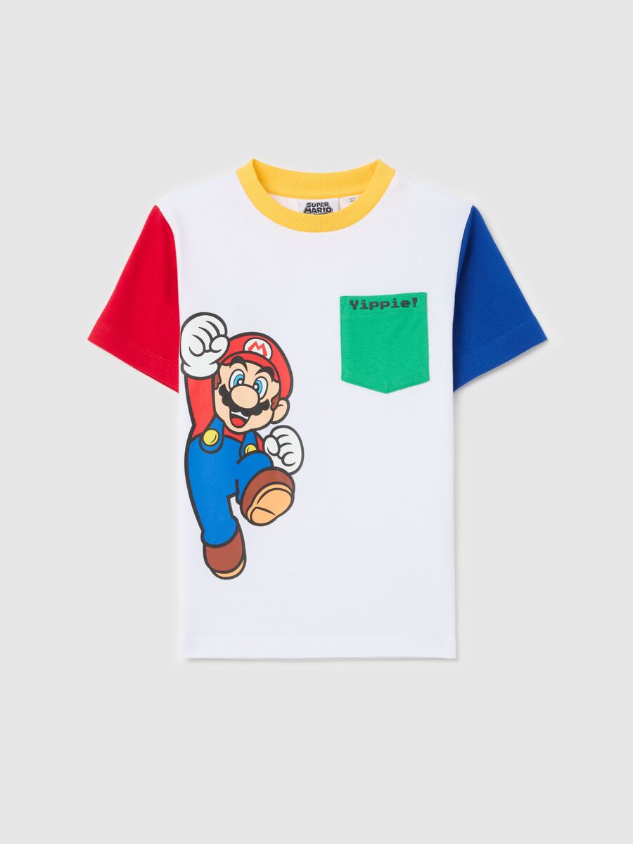 Colourblock cotton T-shirt with Super Mario™ print_0