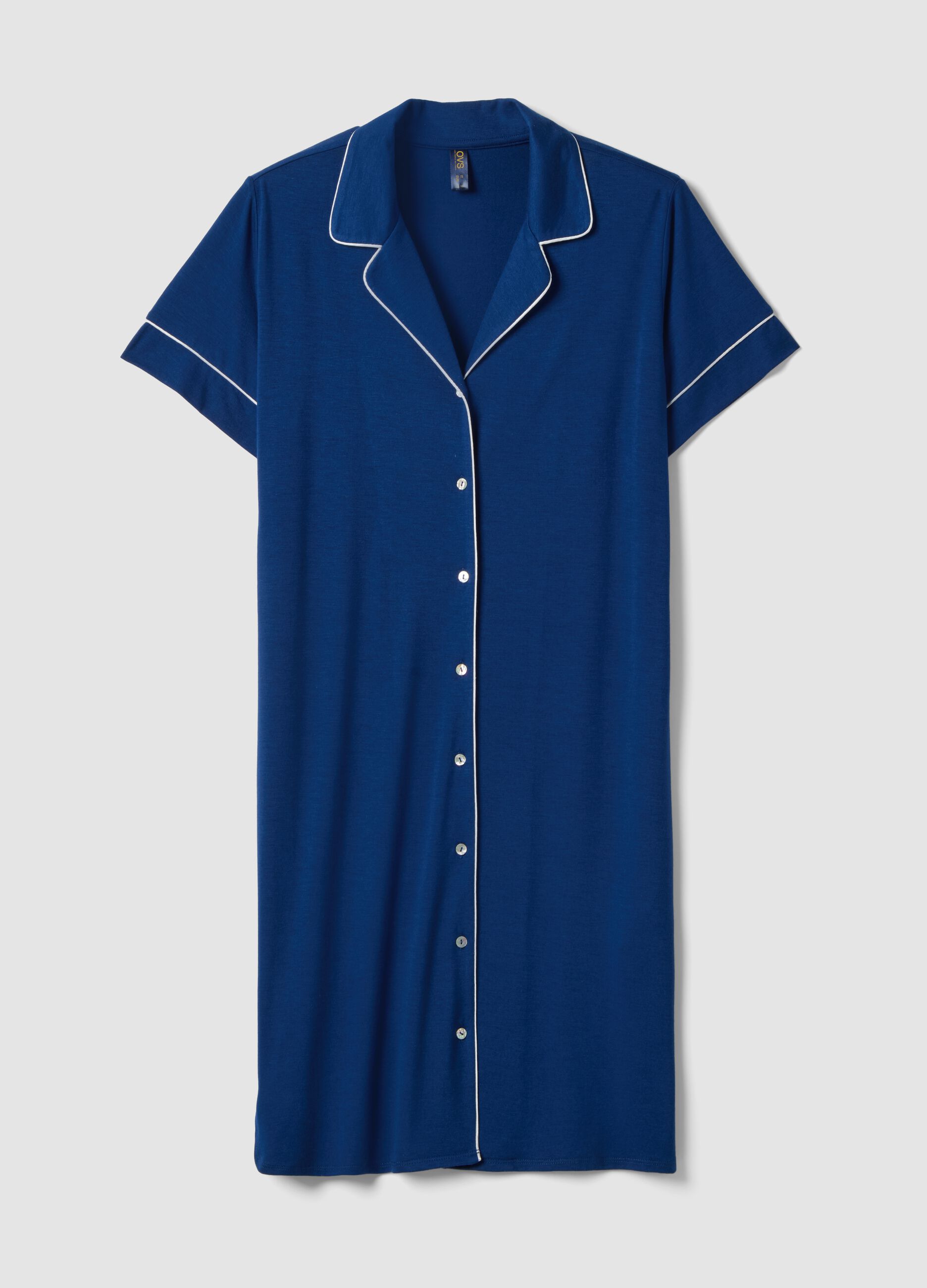 Blue V-neck stretchy viscose blend nightdress