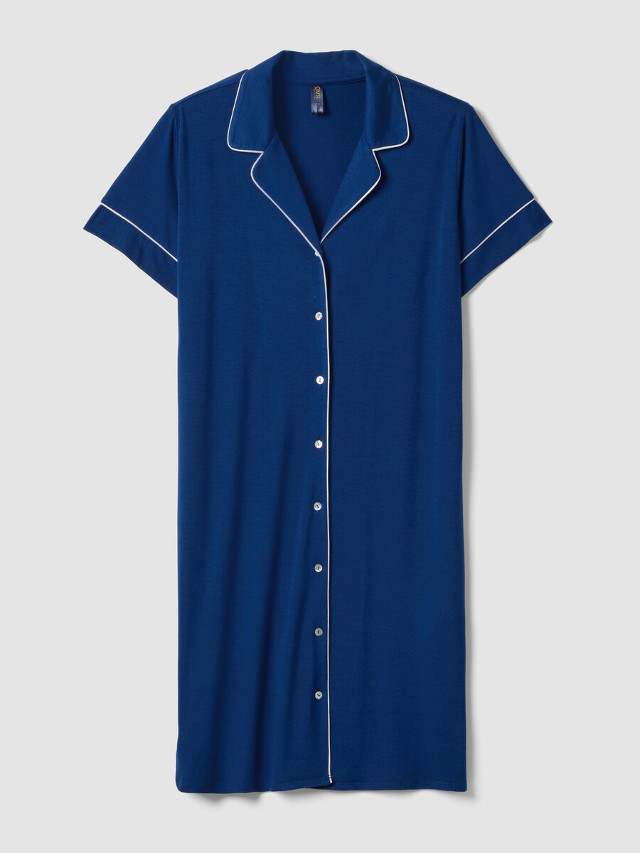 Blue V-neck stretchy viscose blend nightdress_0