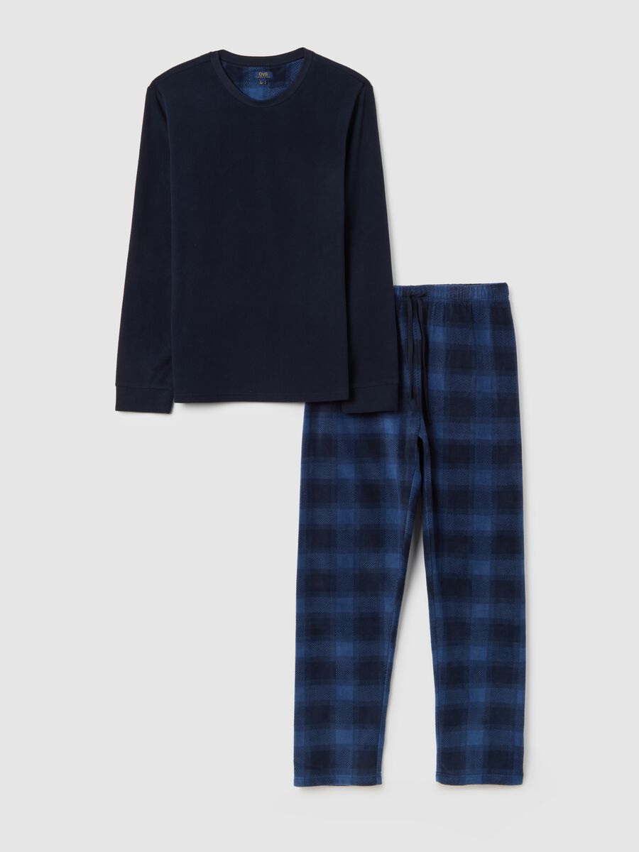 Regular fit blue plaid fleece pyjamas_4