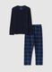 Regular fit blue plaid fleece pyjamas_4