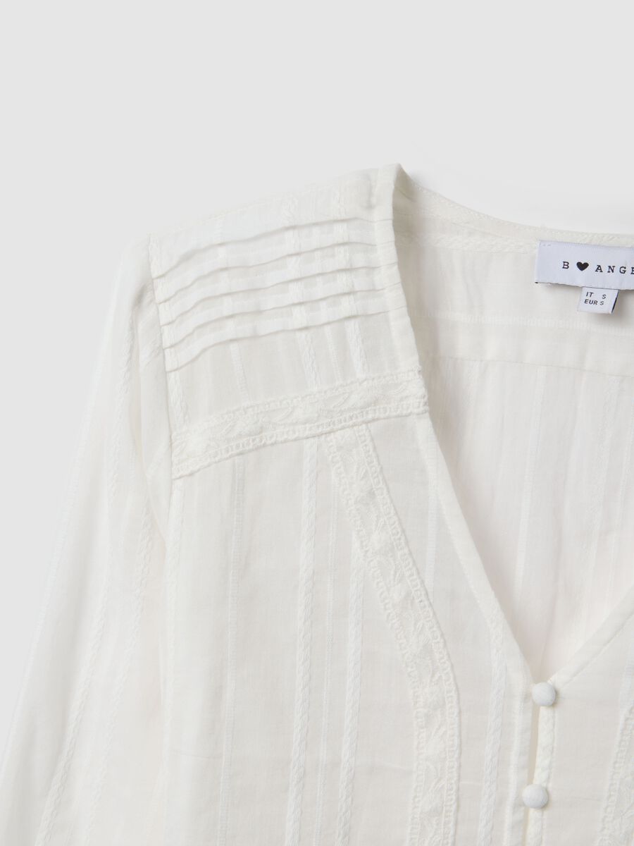 White pure cotton transparent shirt, regular fit with ruffles_5