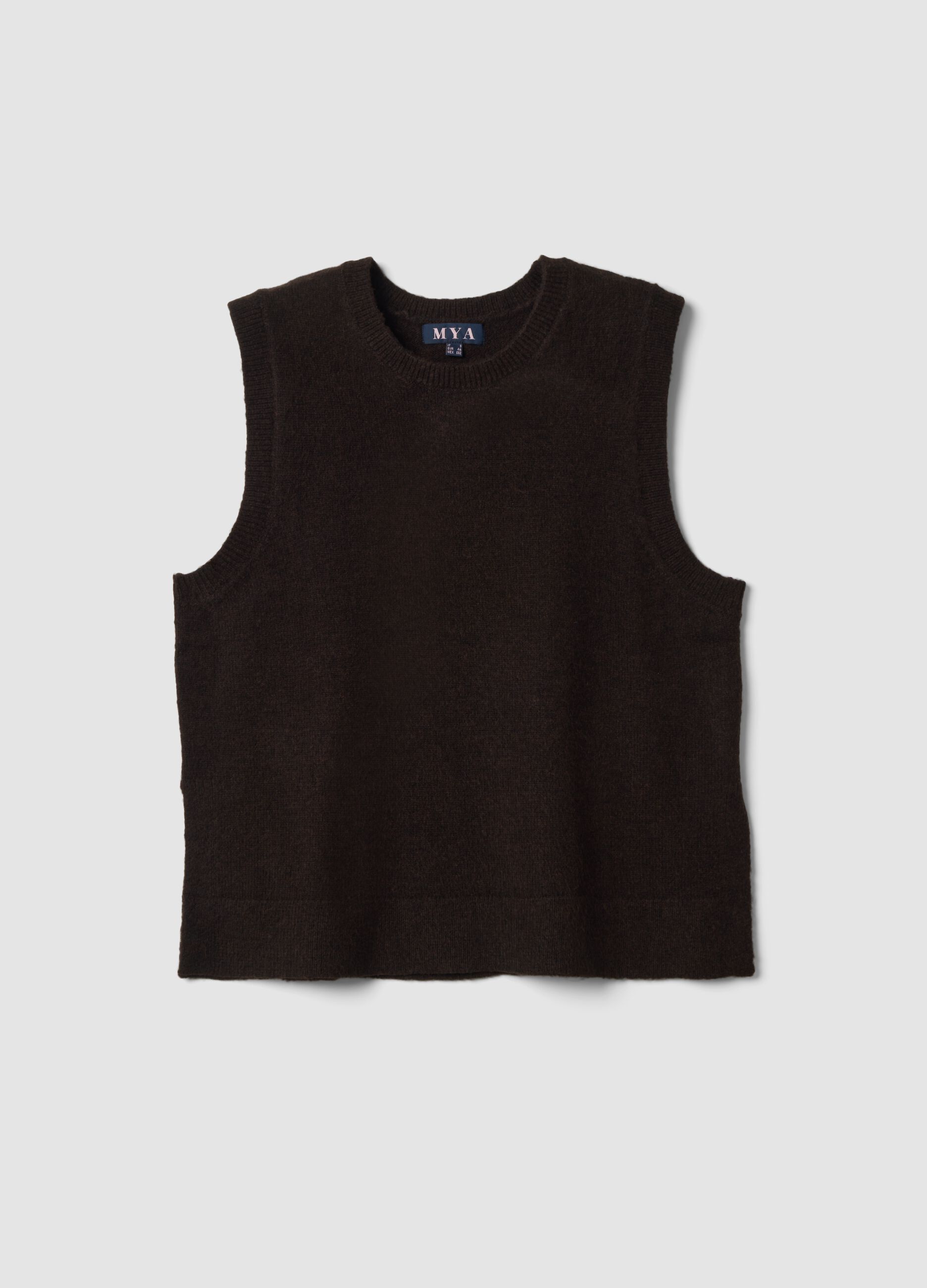Brown wool-blend crew-neck gilet