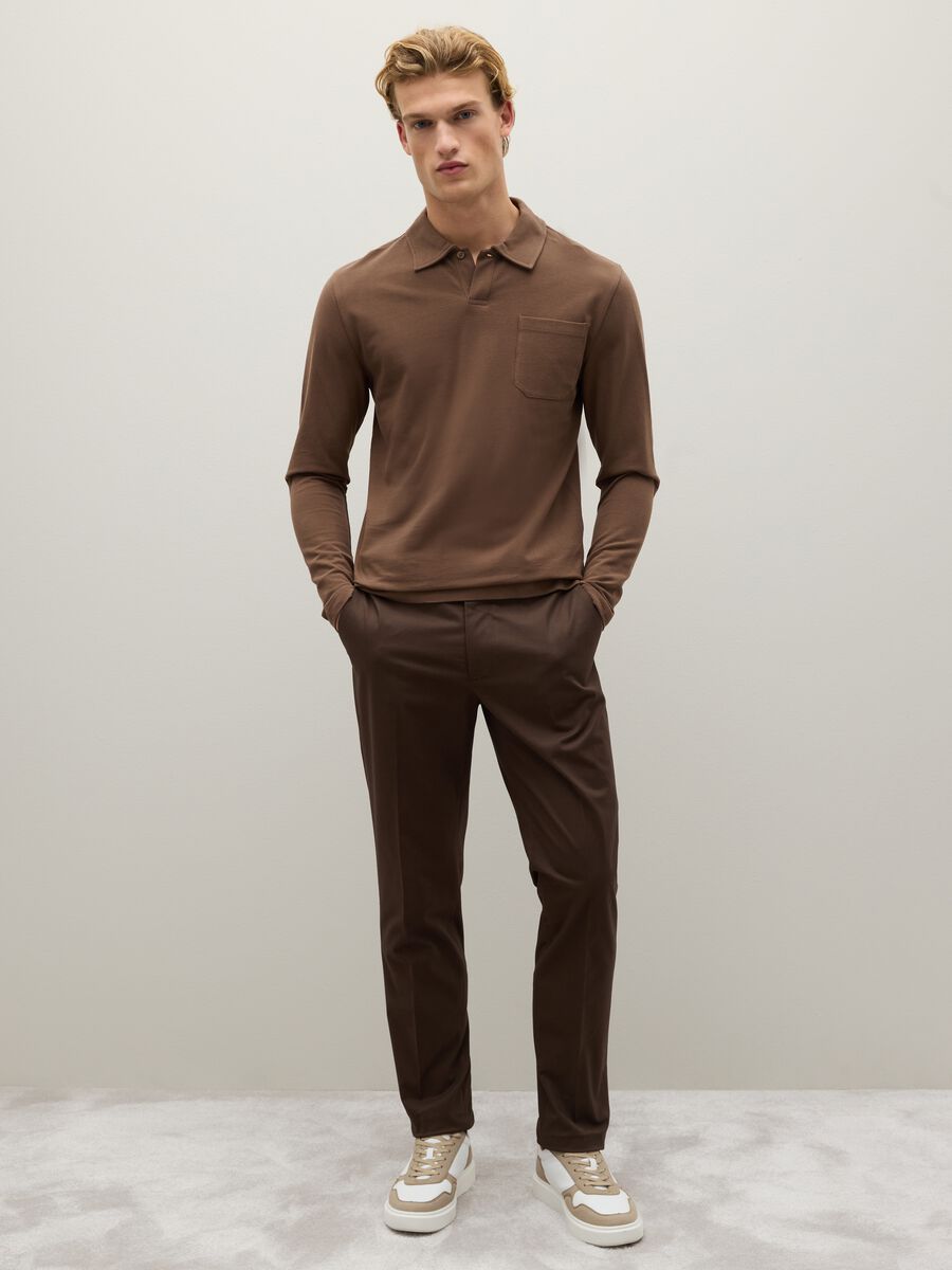 Brown pure cotton regular fit polo_1