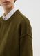 Green stretchy fabric oversized pullover with round neck_3