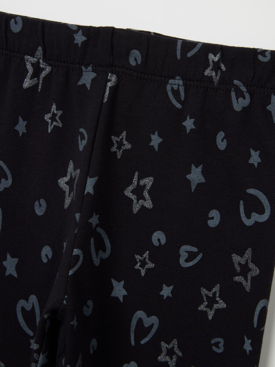 Leggings skinny da bambina in cotone elasticizzato nero_2