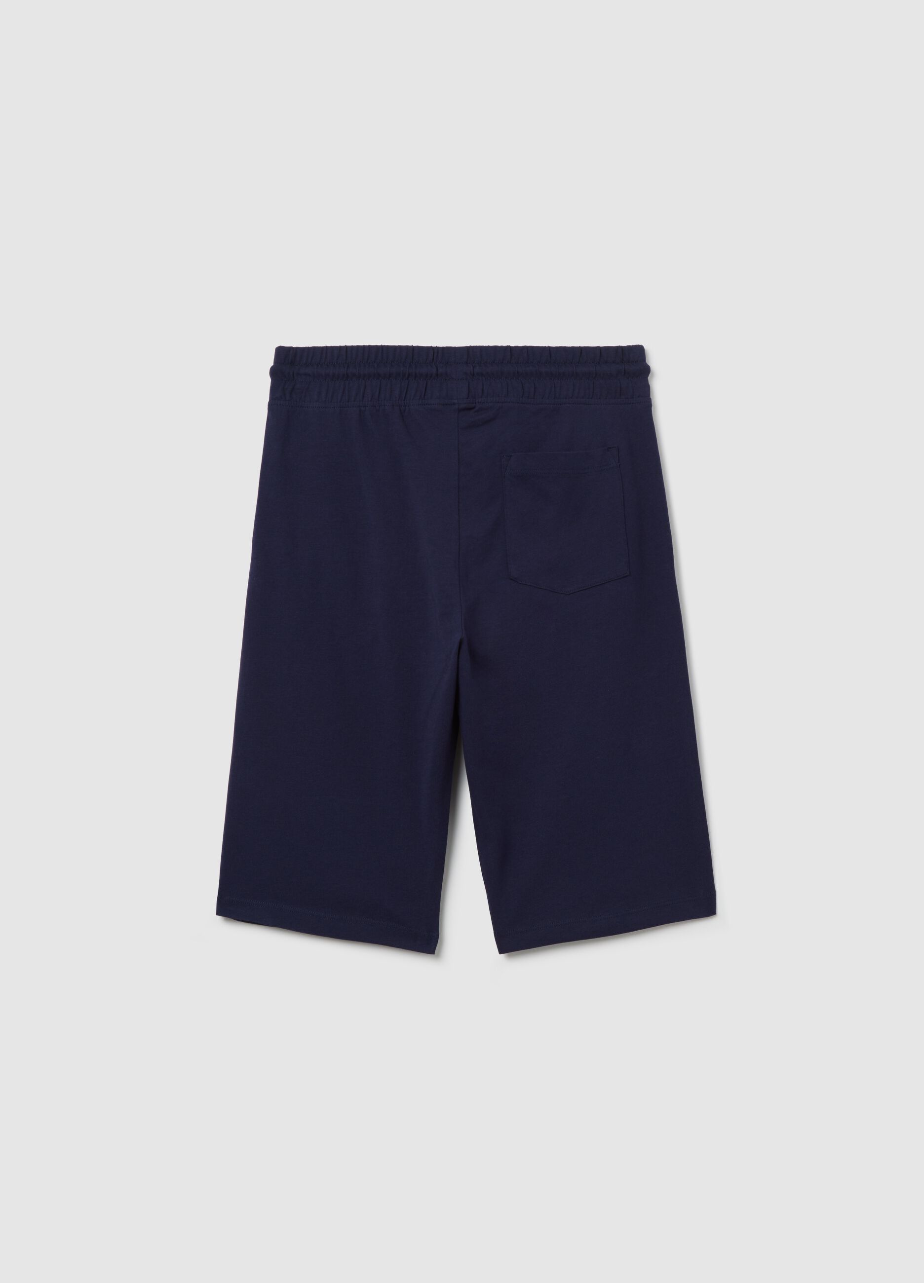 Bermuda jogger blu in cotone con coulisse