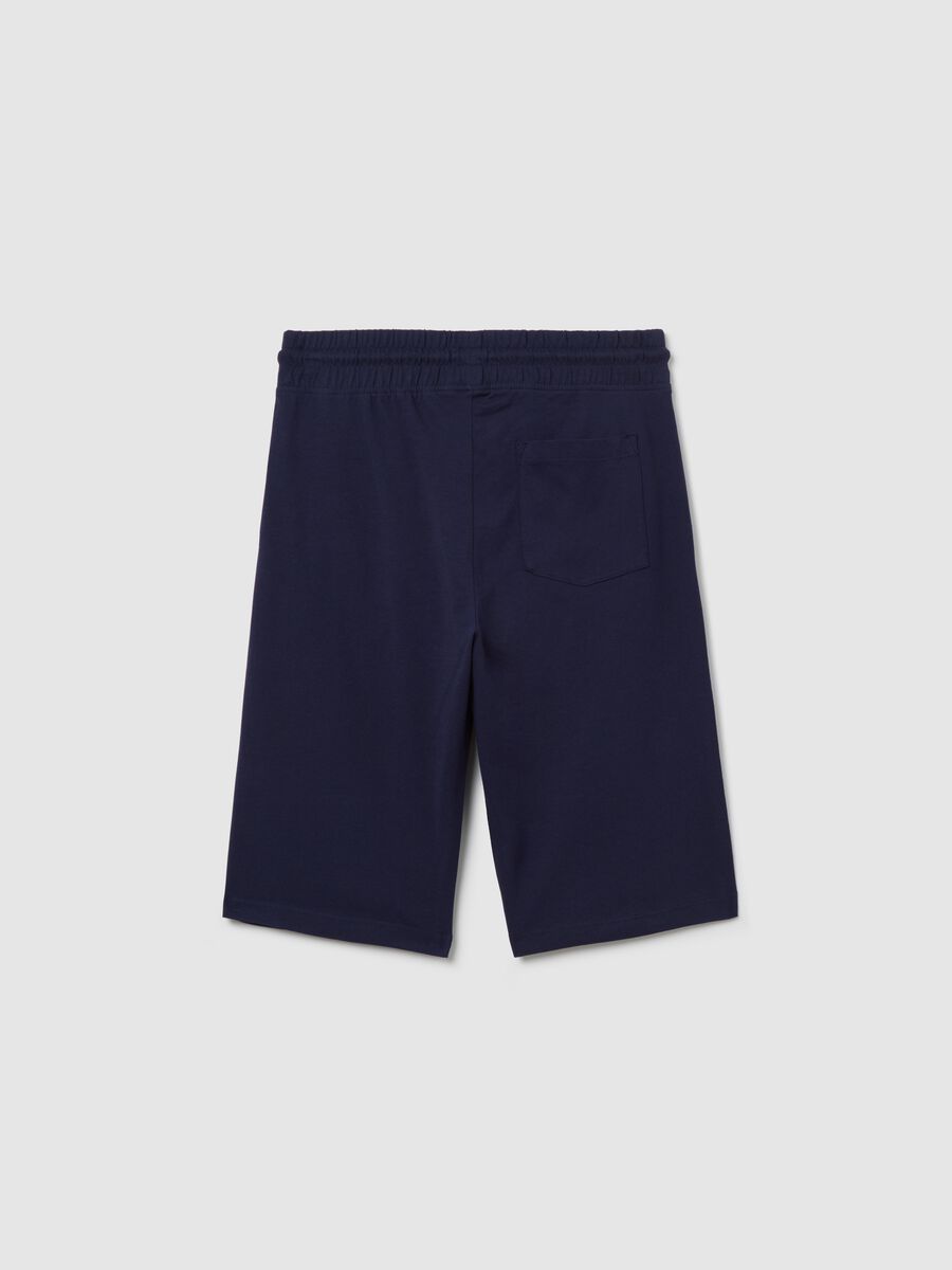 Blue Bermuda joggers in cotton with drawstring_4