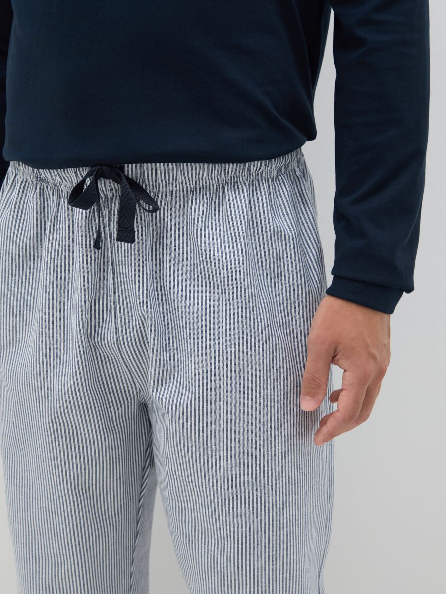 Pigiama in puro cotone blu e grigio regular fit_3