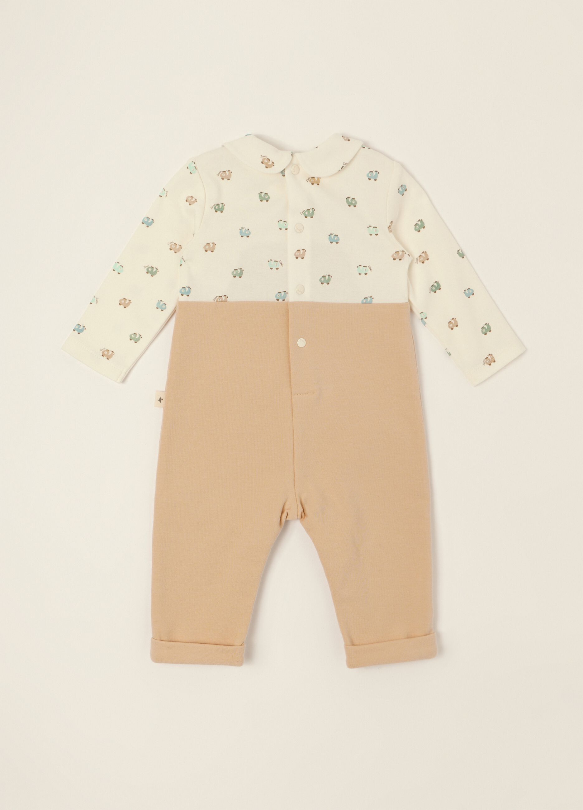 Multicolour 100% cotton baby romper with scooter motif