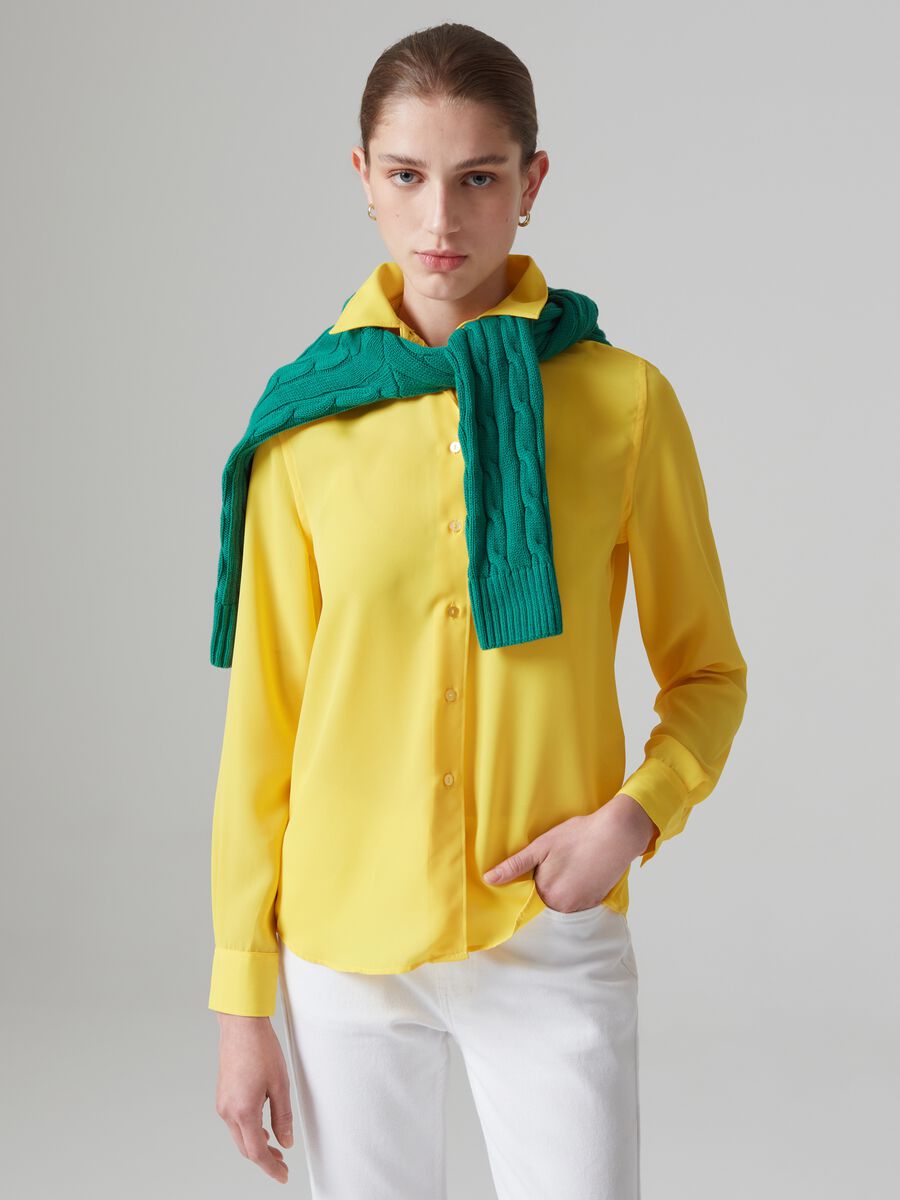 Camicia in crêpe tinta unita_0