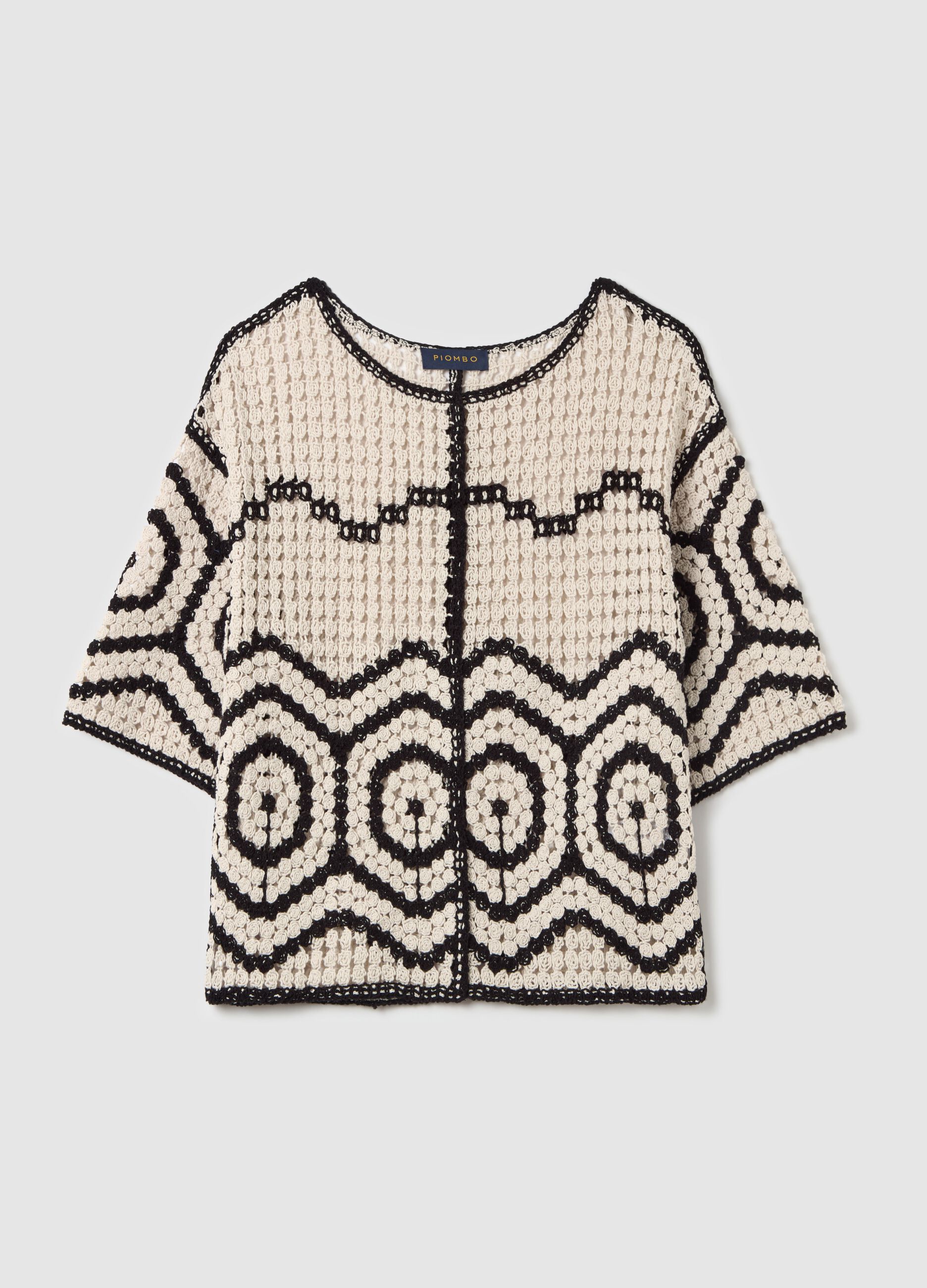 Crochet T-shirt with geometric motif