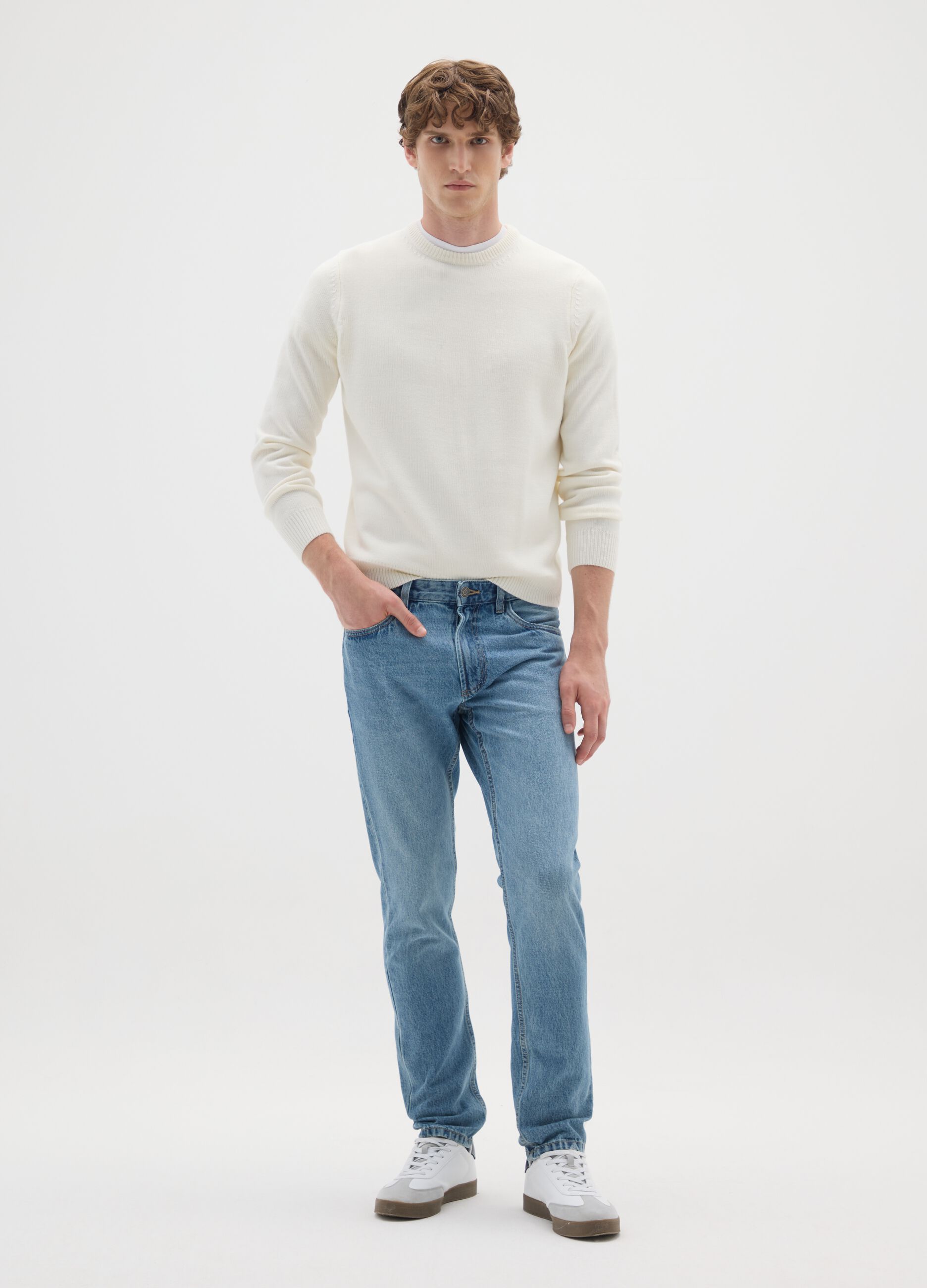 Jeans in puro cotone blu slim fit