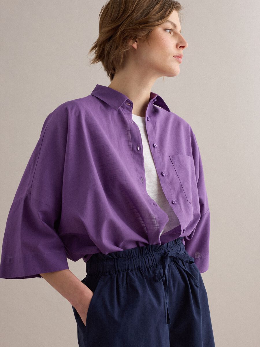 Camicia viola in puro cotone over fit_0