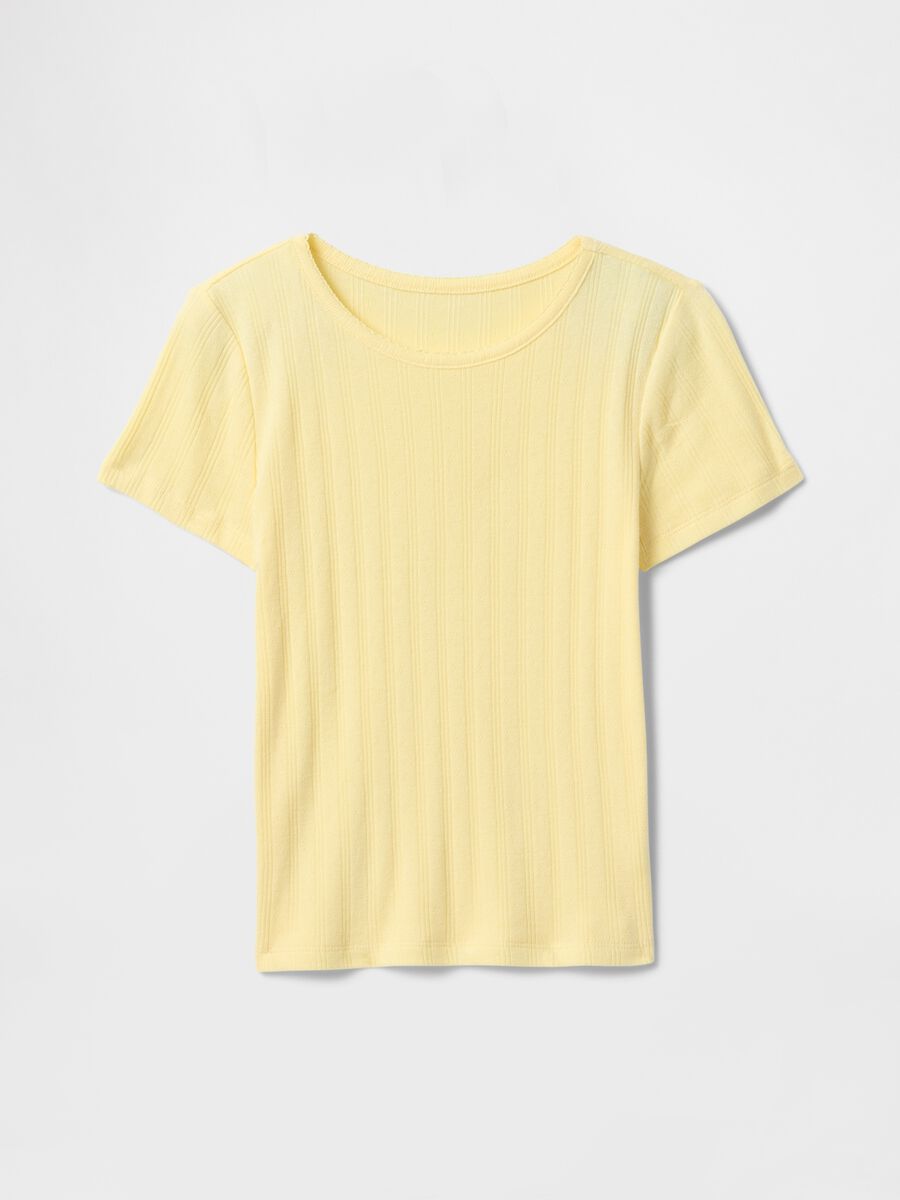 Yellow Ribbed T-shirt with Fitted Cut_2