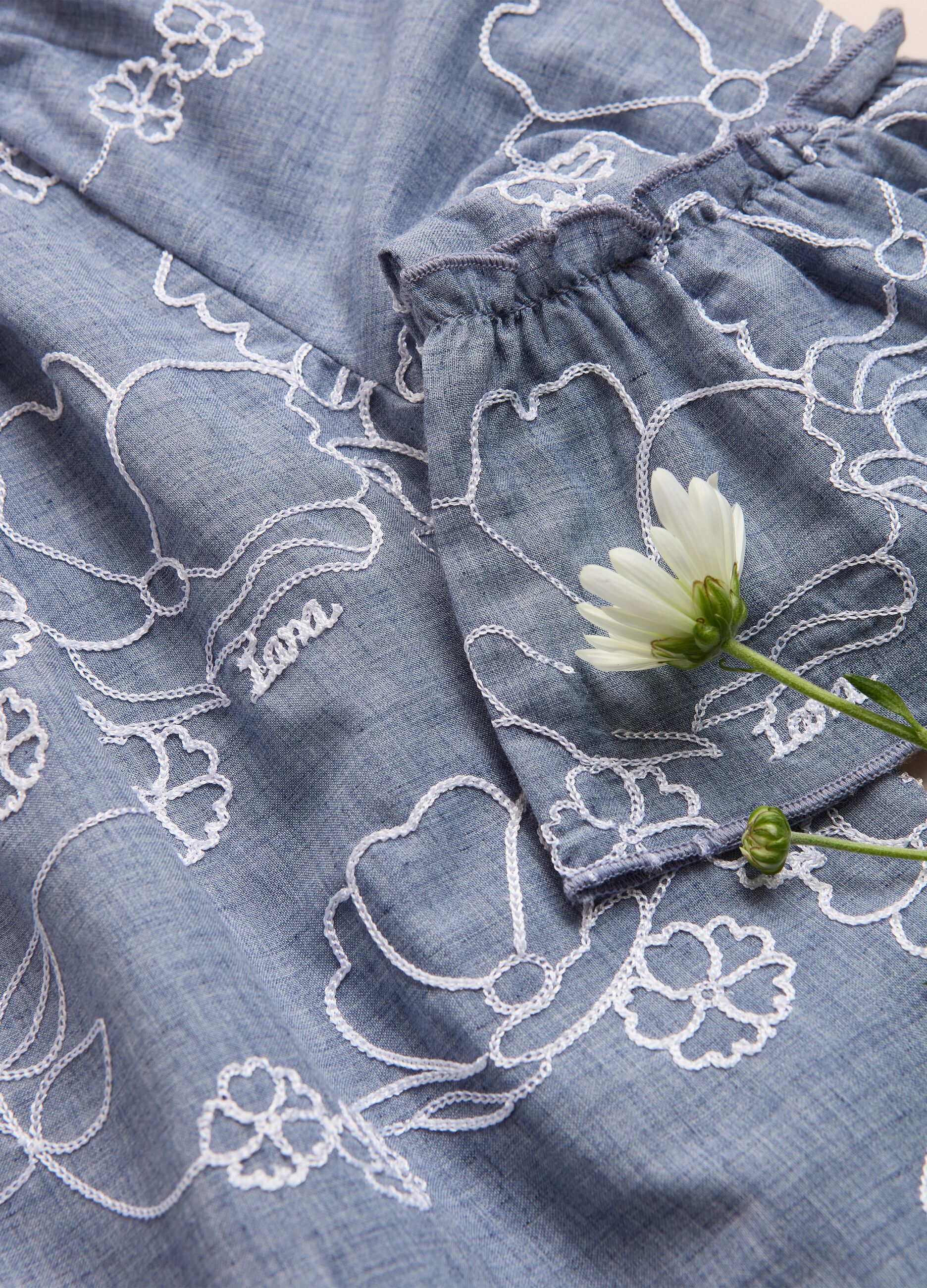 Camicia in misto cotone ricamo floreale IANA
