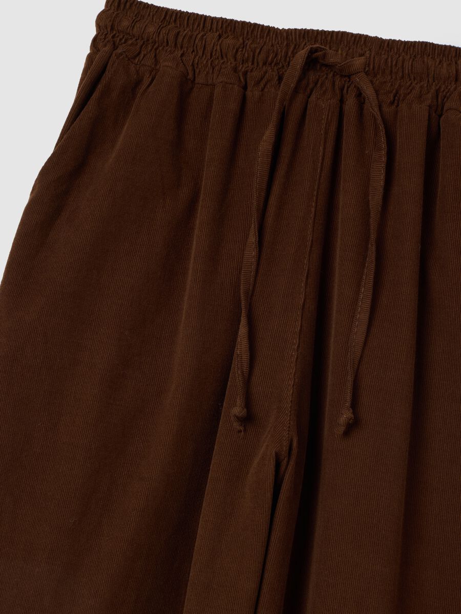 Brown trousers in pure cotton with elasticated waist_1