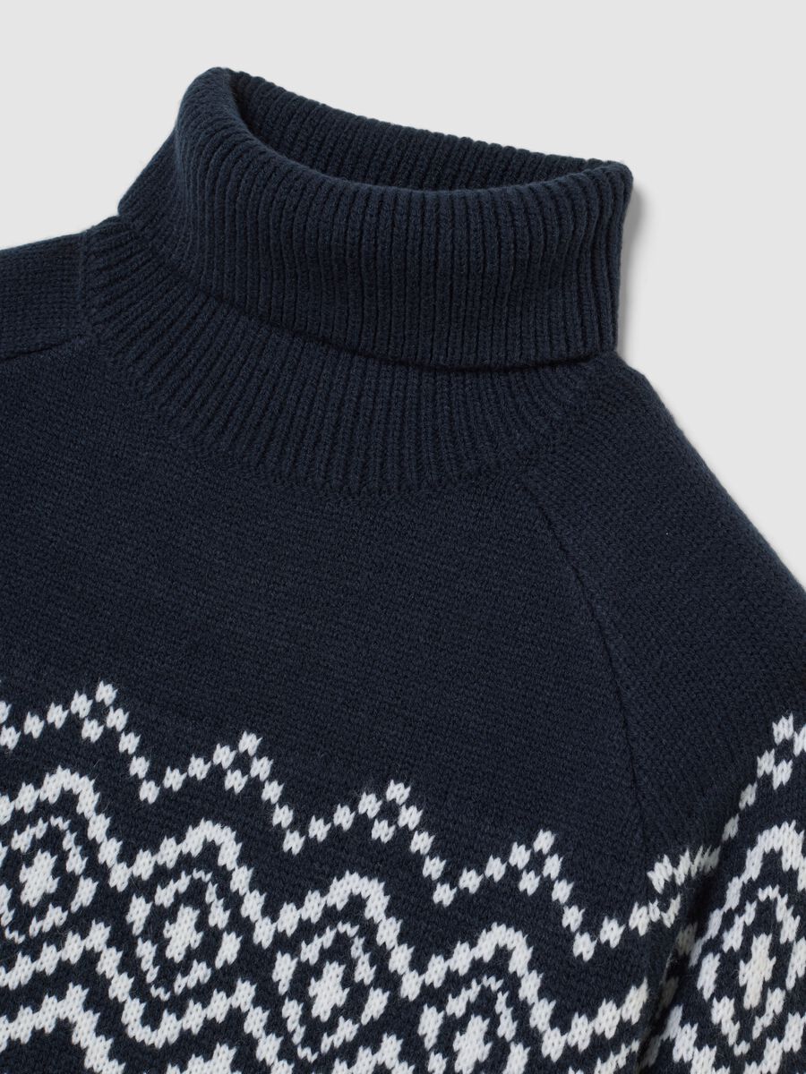 Multicolour turtleneck sweater regular fit with jacquard pattern_1