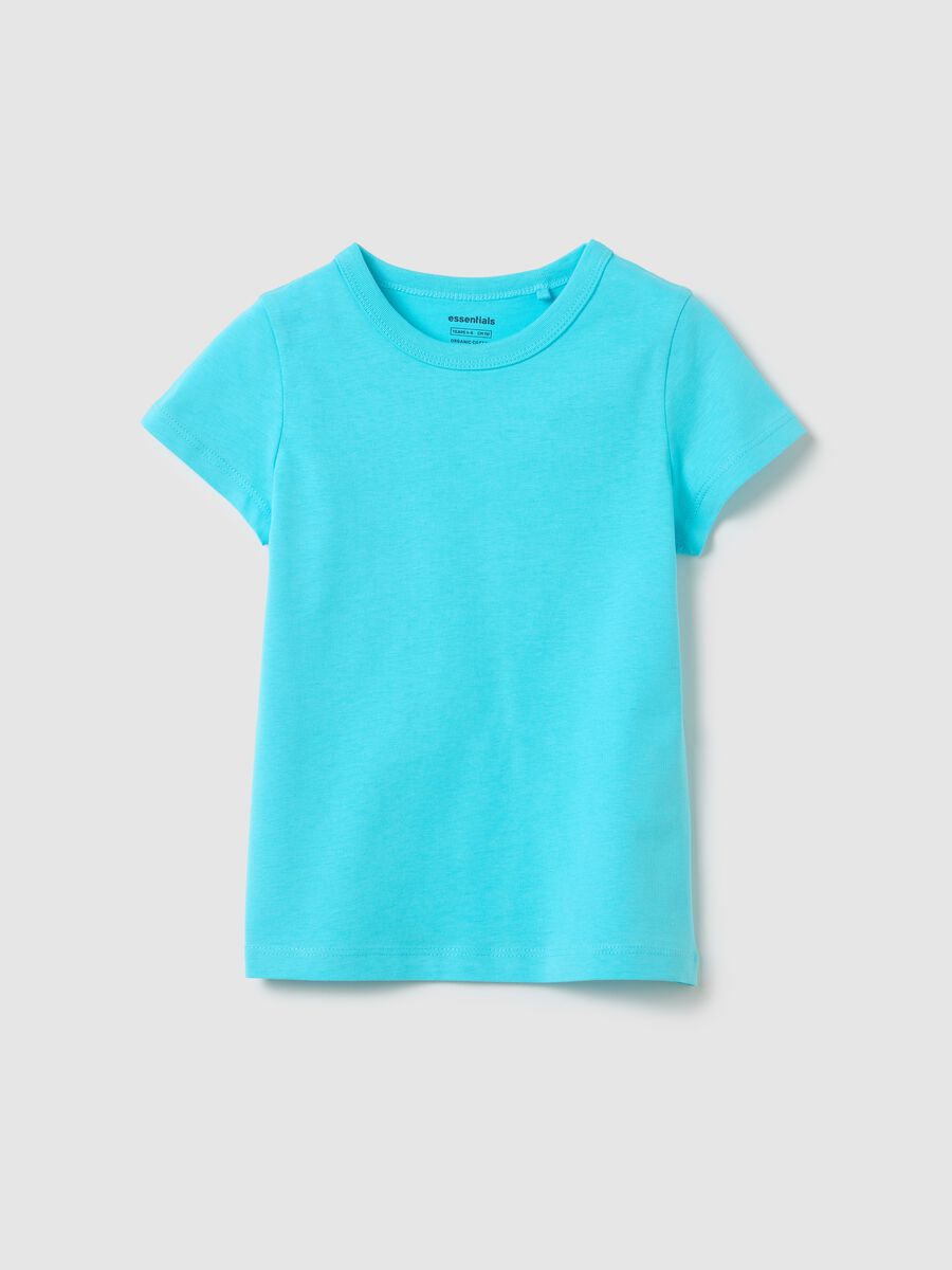 Blue T-shirt in pure cotton for girls_0