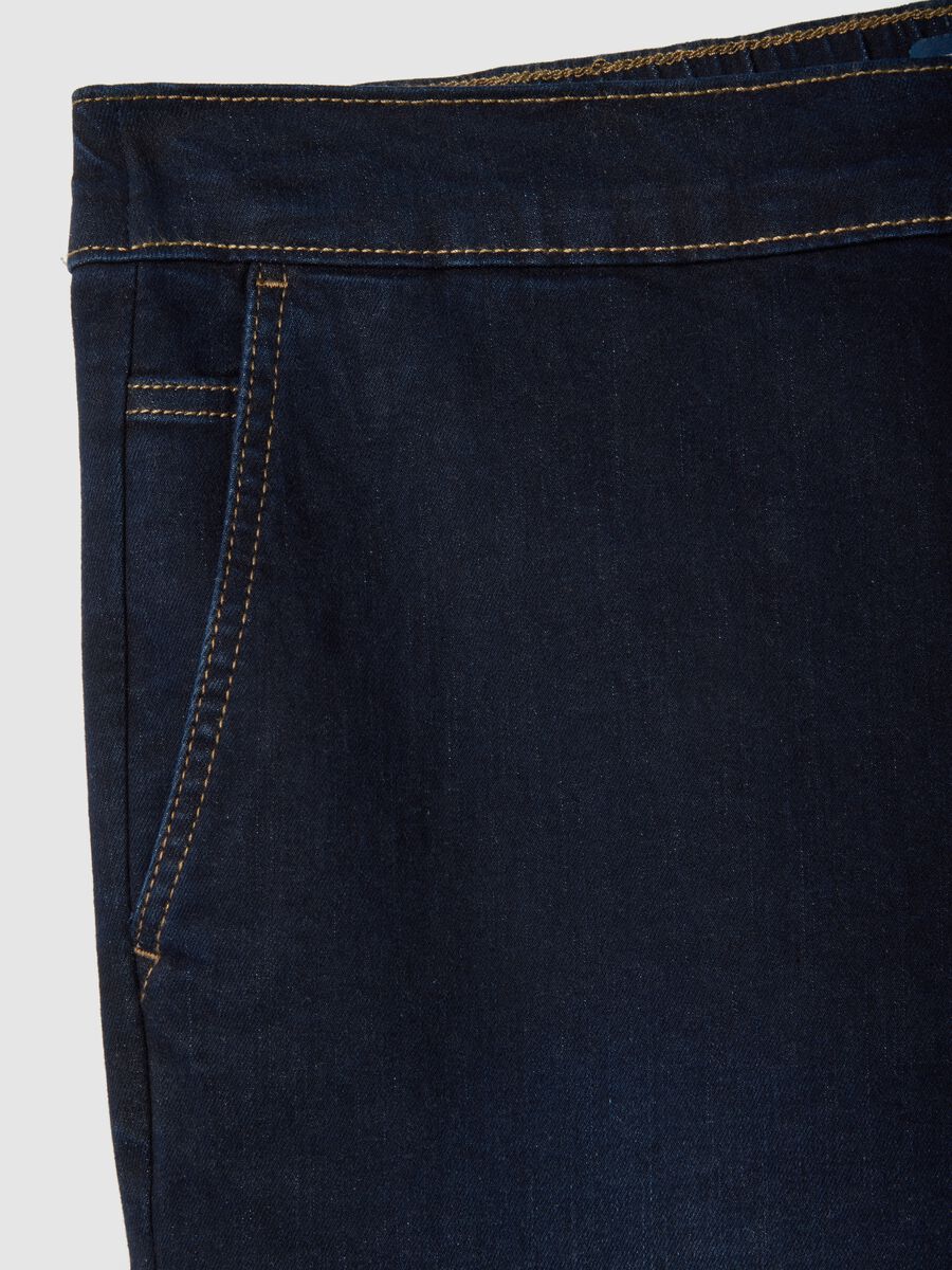 Wide leg jeans in blue stretch cotton_1