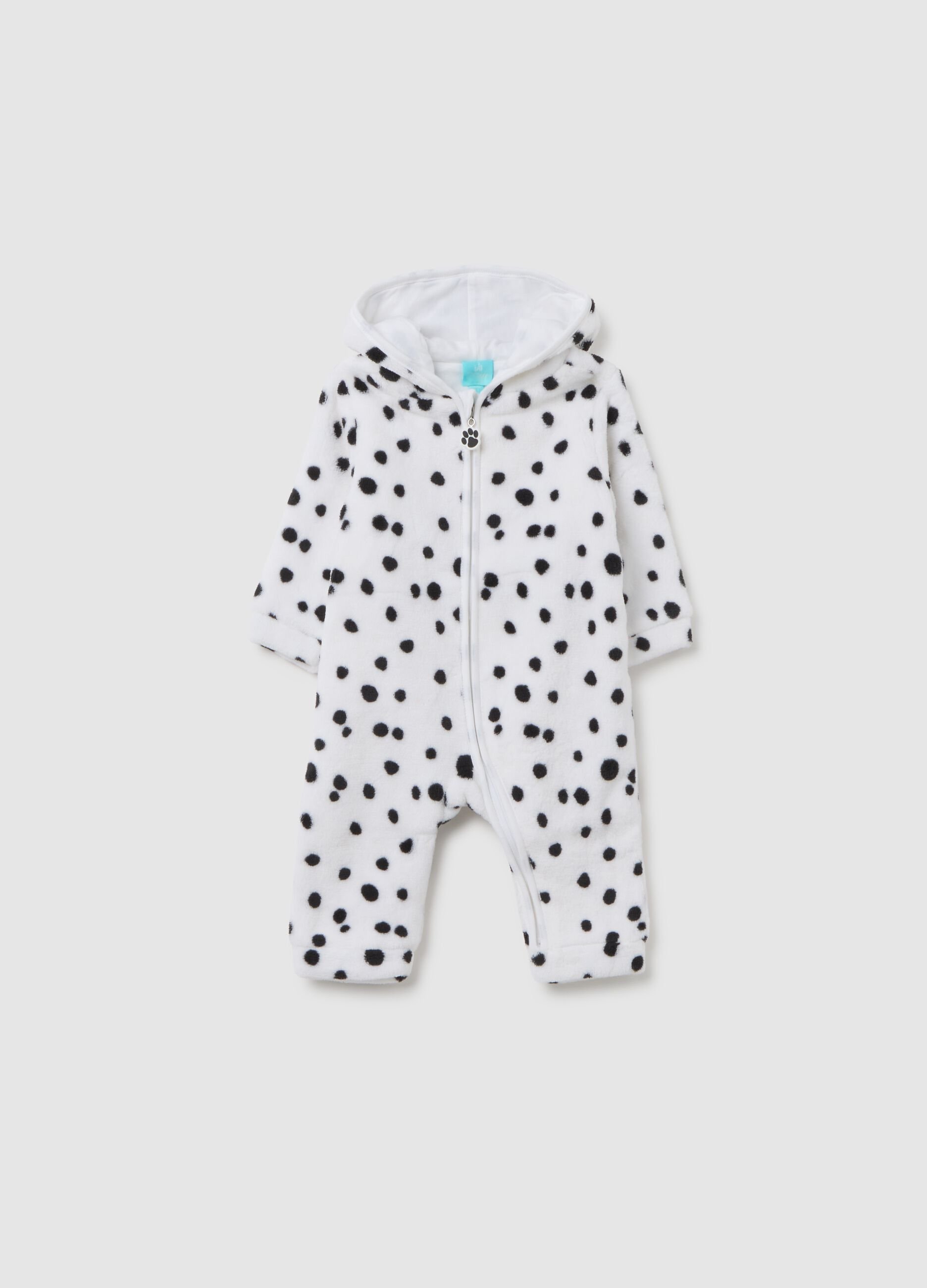Zip-up polka dot baby sleepsuit