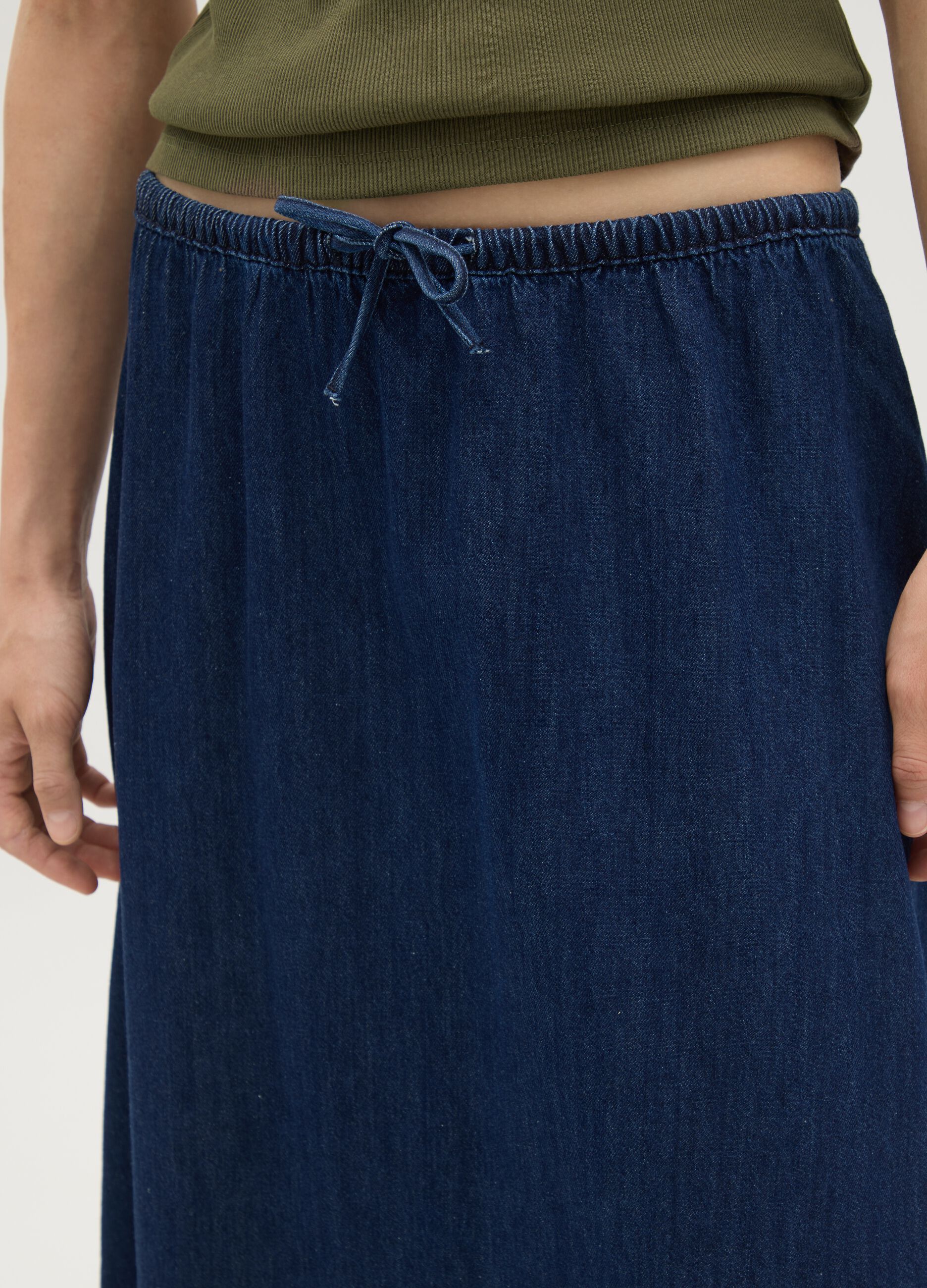Gonna lunga da donna in puro cotone blu regular fit