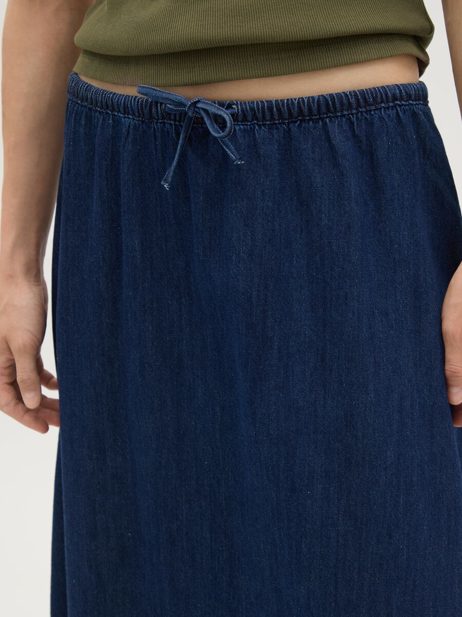 Gonna lunga da donna in puro cotone blu regular fit_2