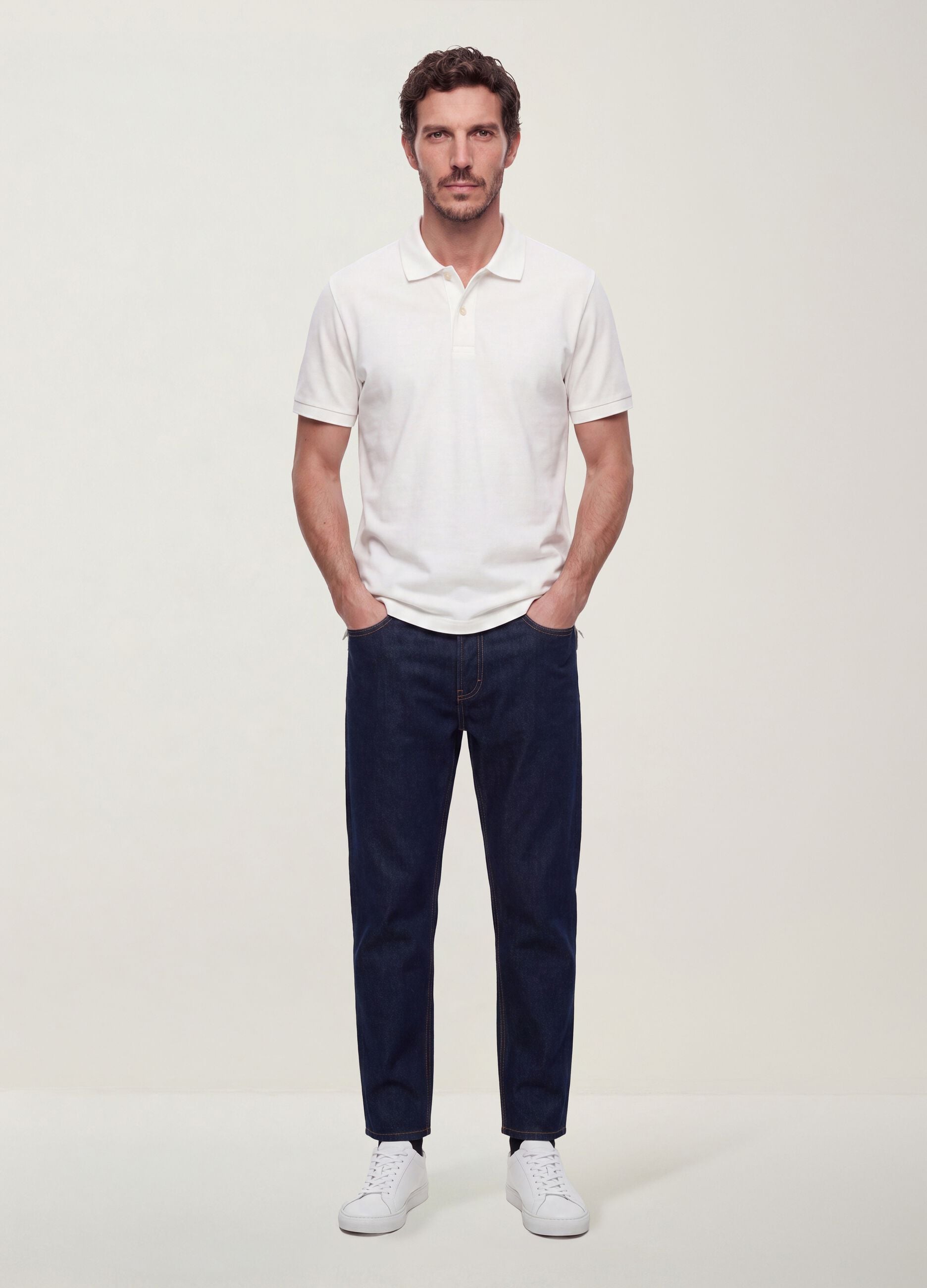 Pure cotton denim jeans, regular tapered fit