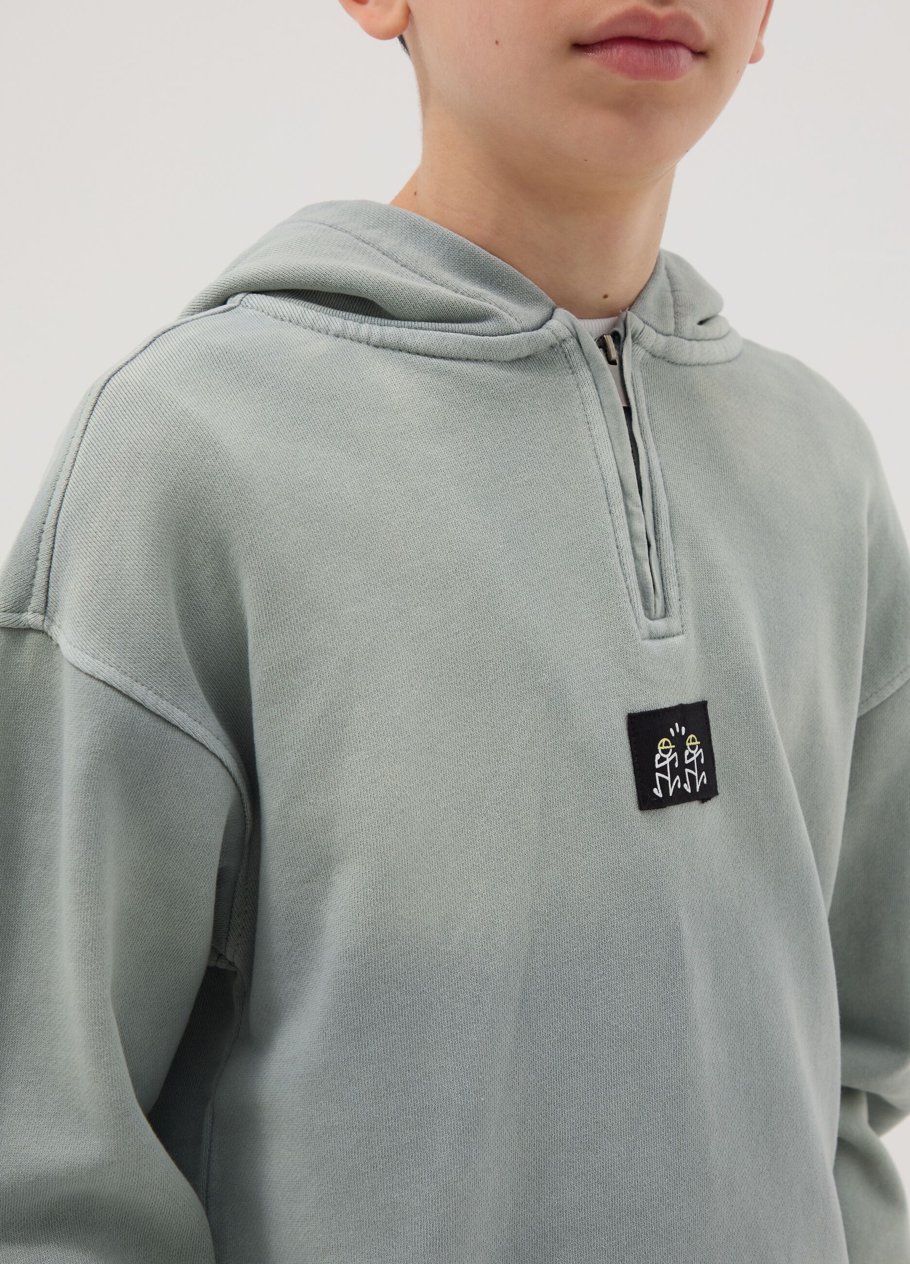 Green Tie-Dye Oversized Fit Boys' Pure Cotton Sweatshirt