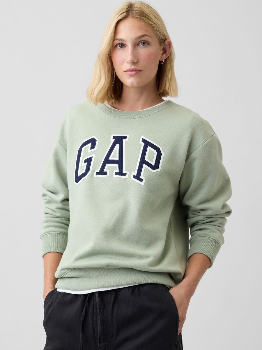 Sage green GAP logo cotton-blend crewneck sweatshirt_0