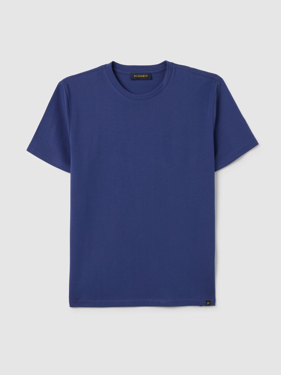 T-shirt in puro cotone blu_0