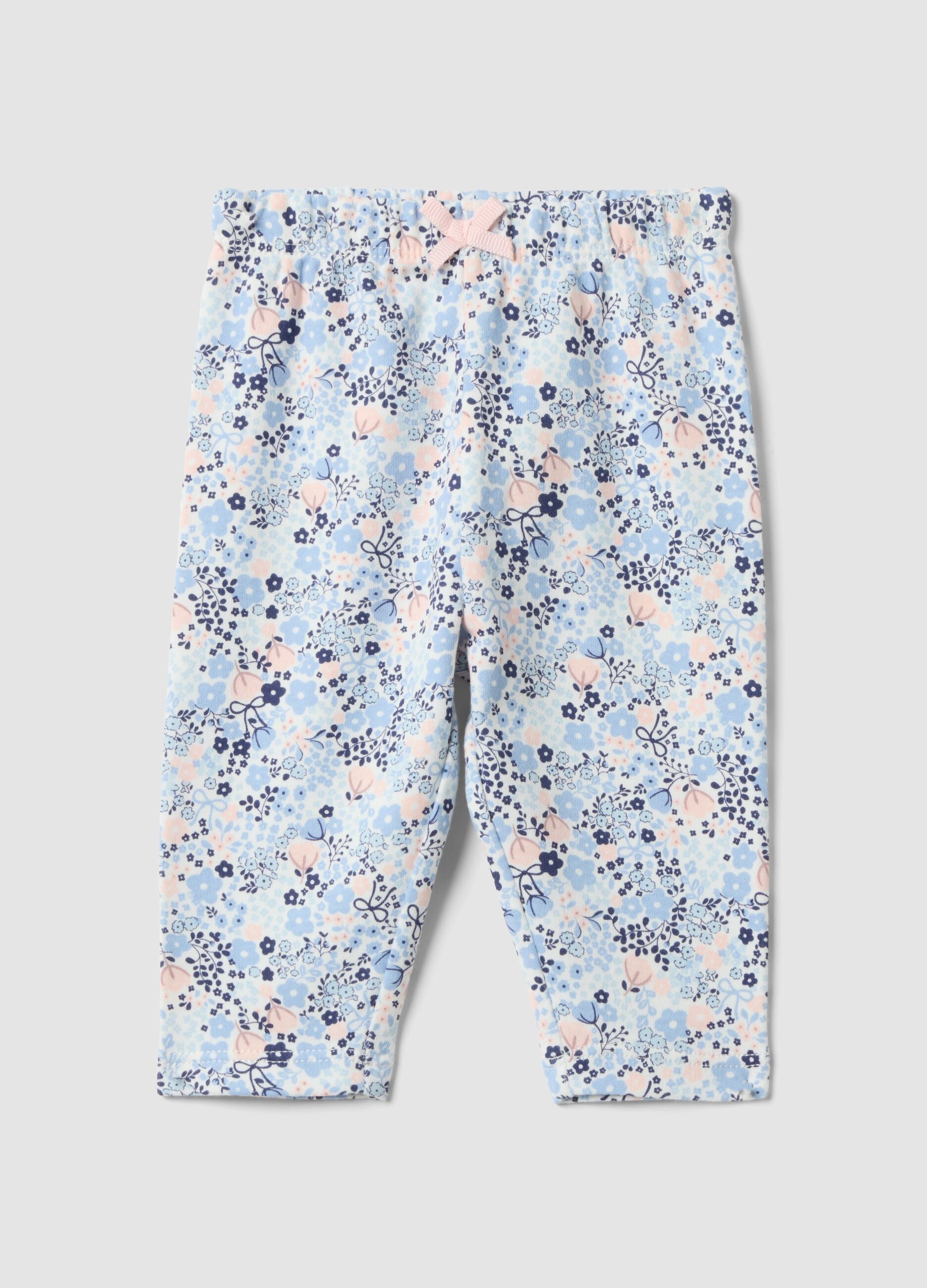 Leggings multicolor in puro cotone organico con stampa floreale per neonata