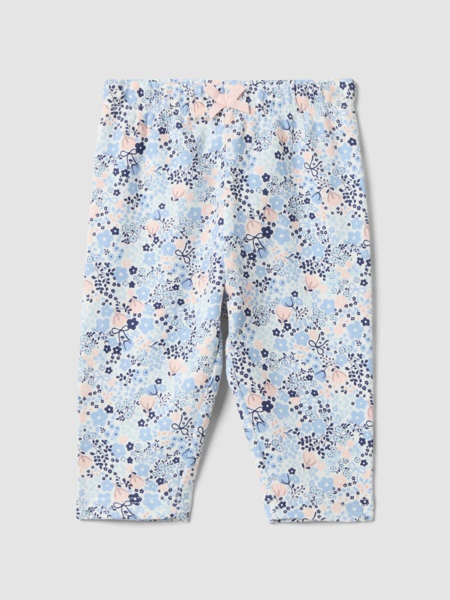 Leggings multicolor in puro cotone organico con stampa floreale per neonata_0